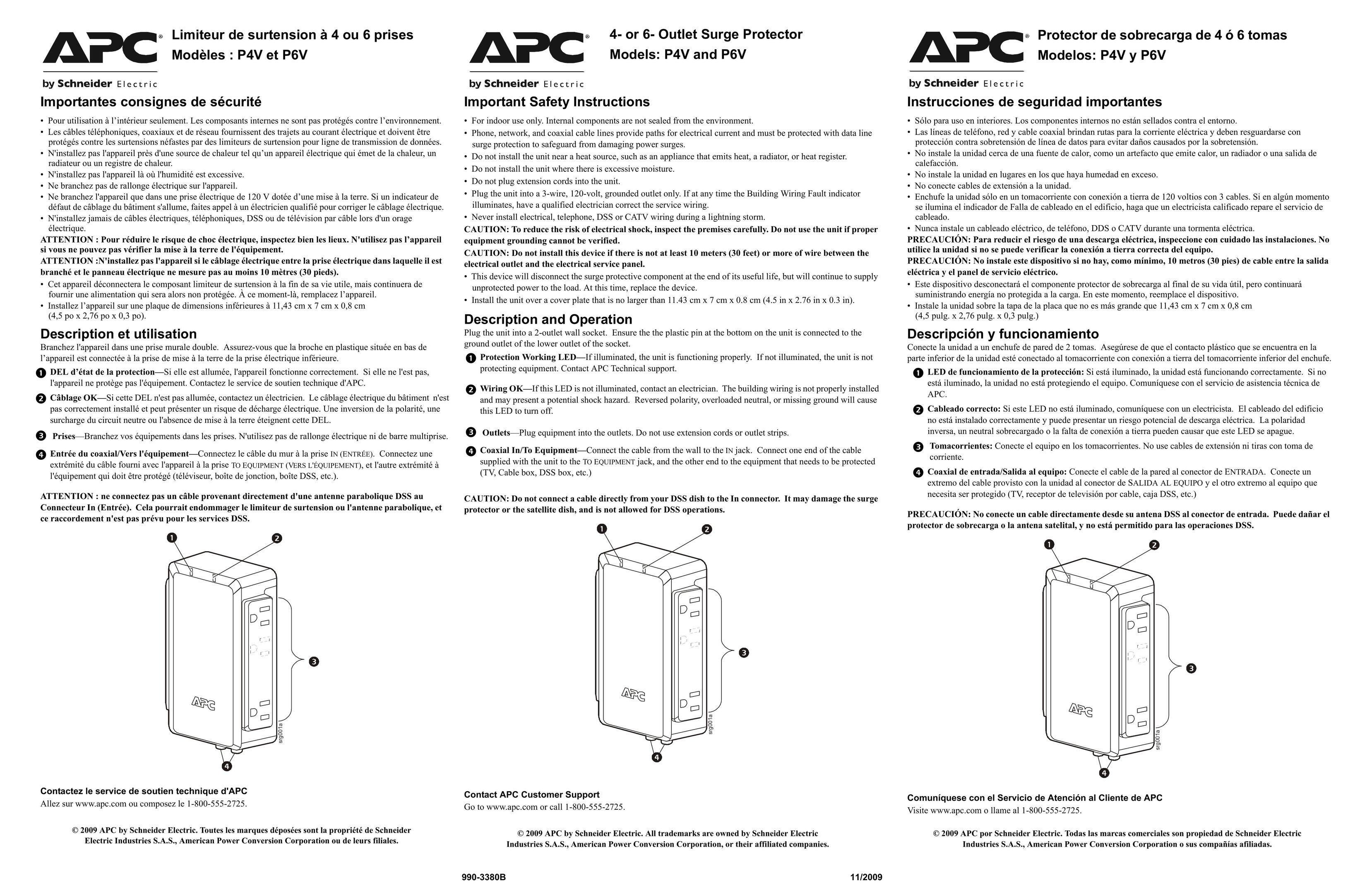 APC 990 3380B 11 2009 Surge Protector User Manual