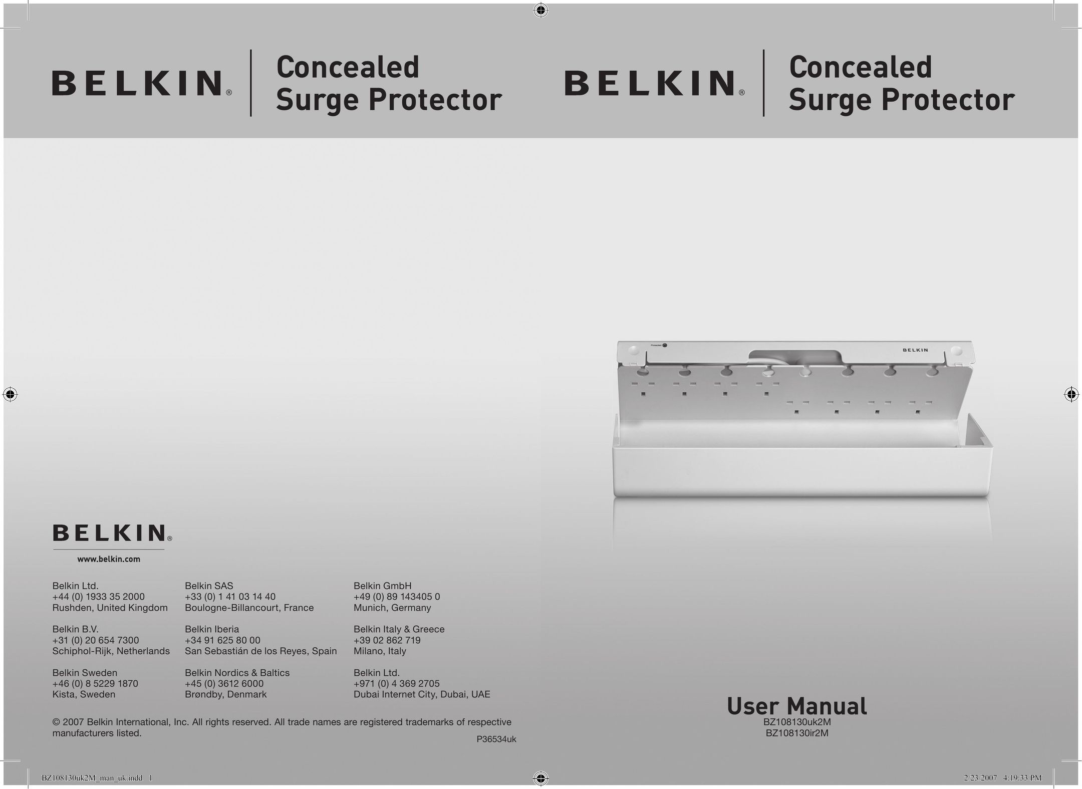 Belkin BZ108130IR2M Surge Protector User Manual