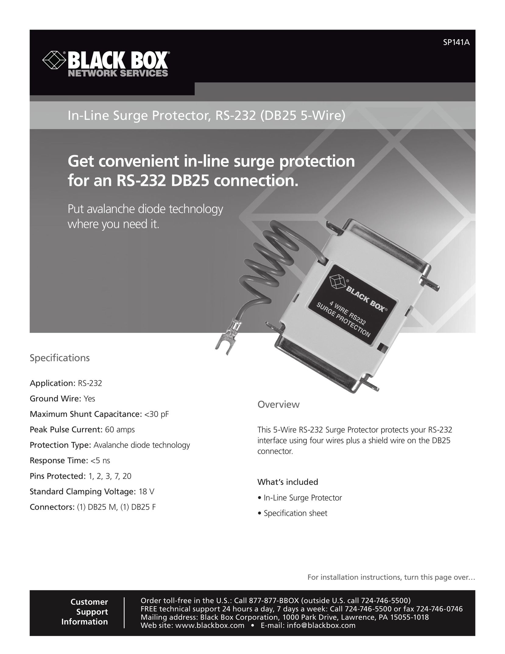 Black Box SP141A Surge Protector User Manual