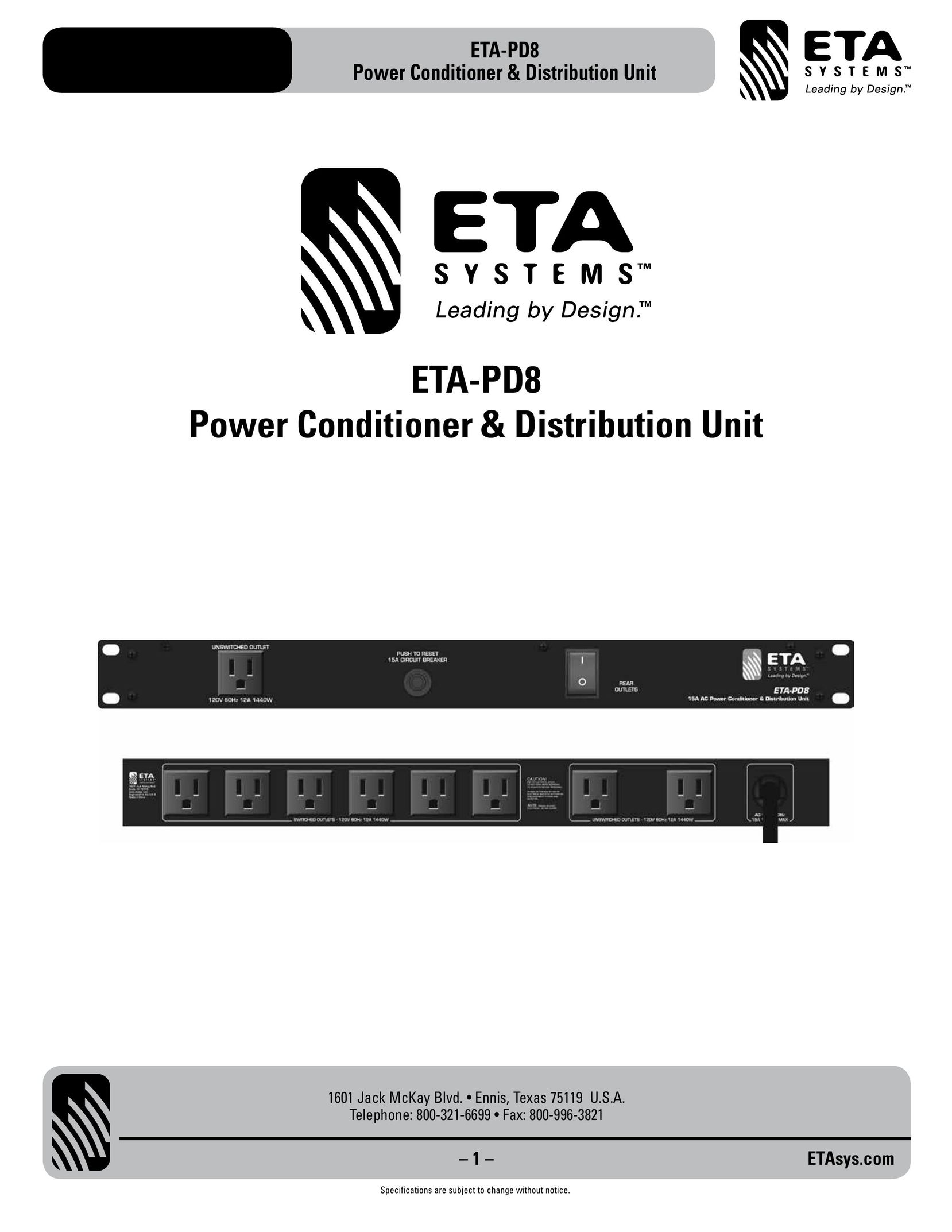 ETA Systems ETA-PD8 Surge Protector User Manual