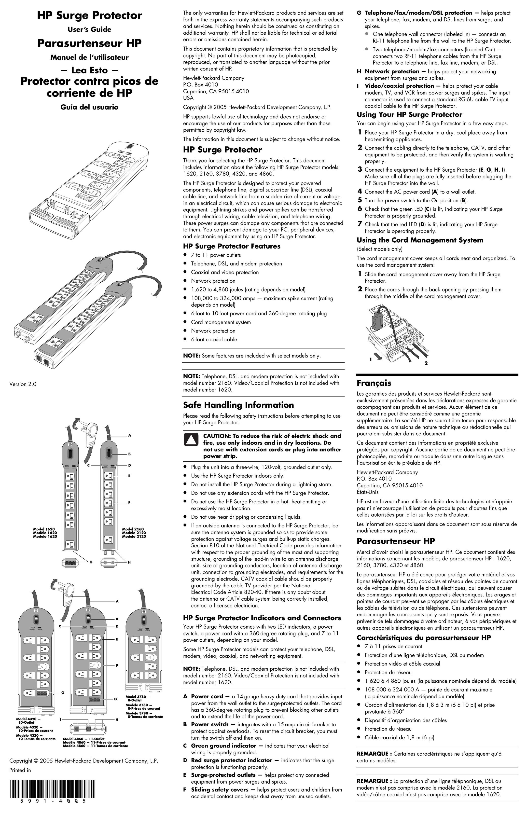 HP (Hewlett-Packard) 4860 Surge Protector User Manual