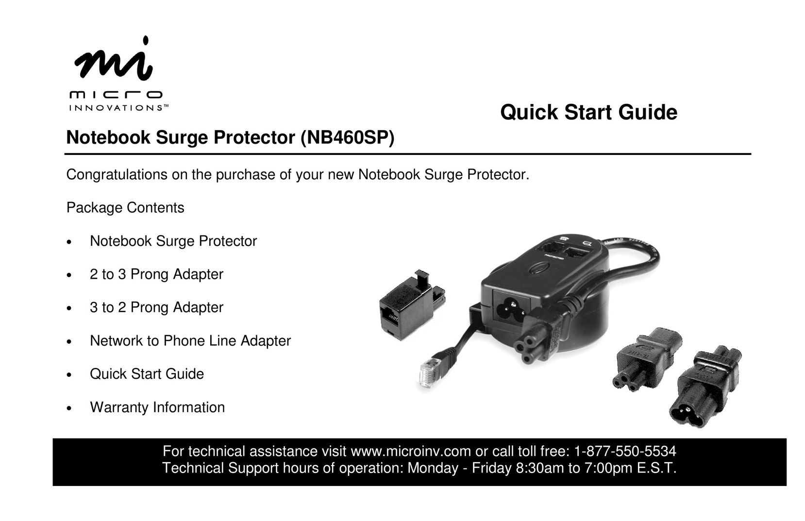 Micro Innovations NB460SP Surge Protector User Manual