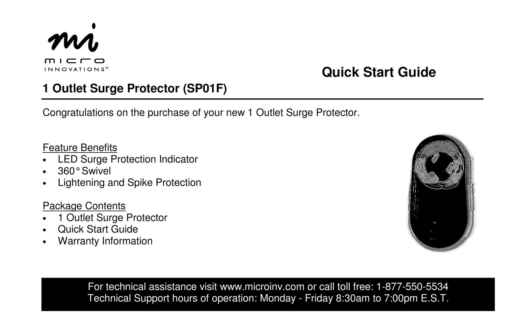 Micro Innovations SP01F Surge Protector User Manual