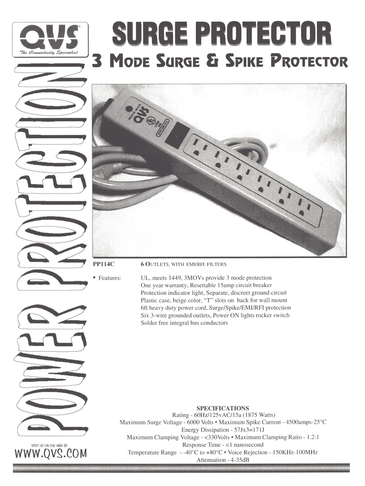 QVS PP114C Surge Protector User Manual