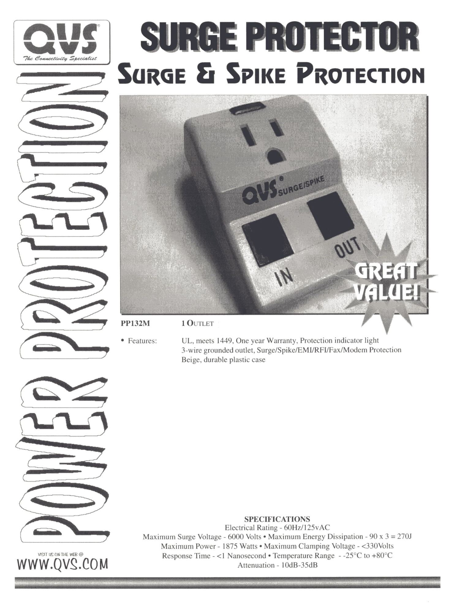 QVS PP132M Surge Protector User Manual