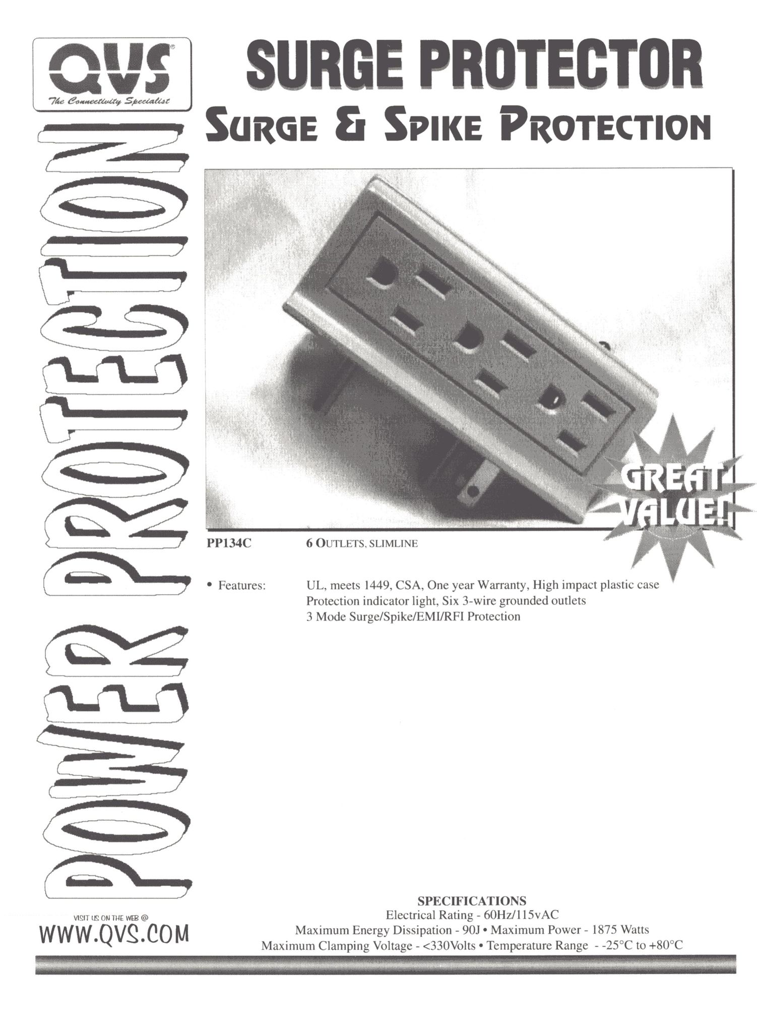 QVS PP134C Surge Protector User Manual