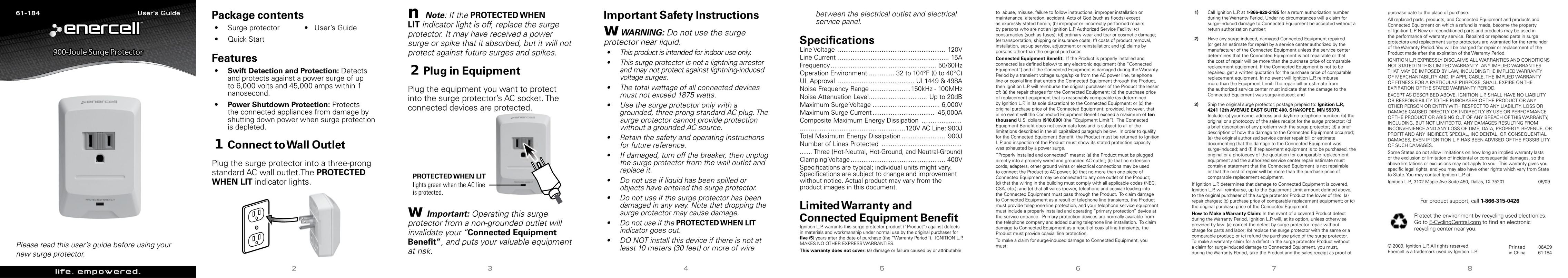Radio Shack 61-184 Surge Protector User Manual