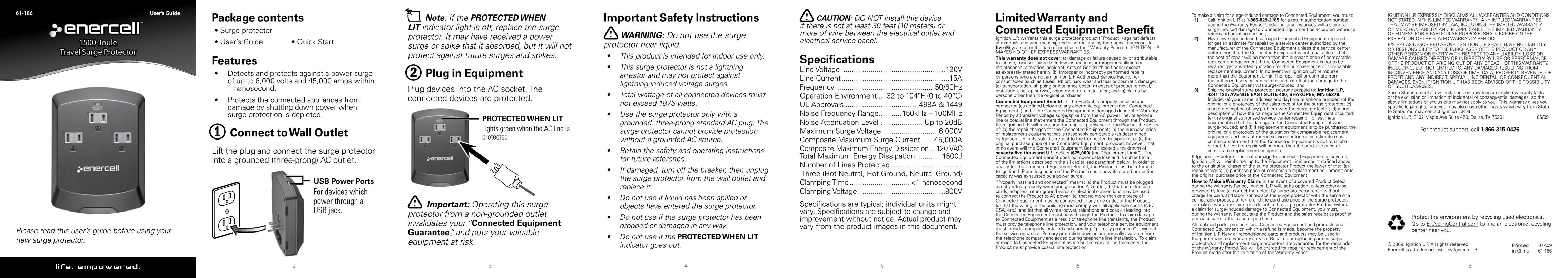 Radio Shack 61-186 Surge Protector User Manual
