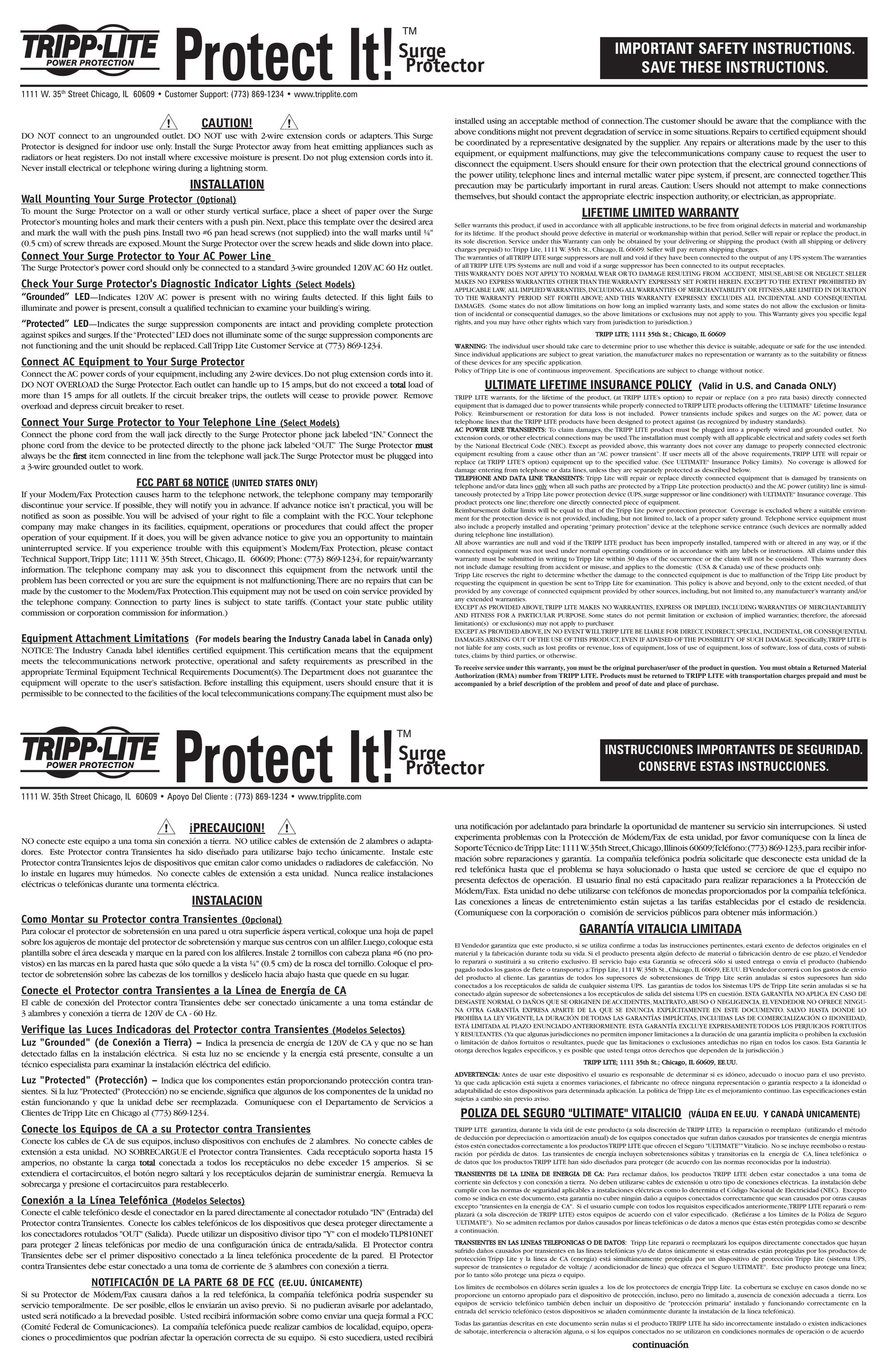 Tripp Lite 200204173 Surge Protector User Manual
