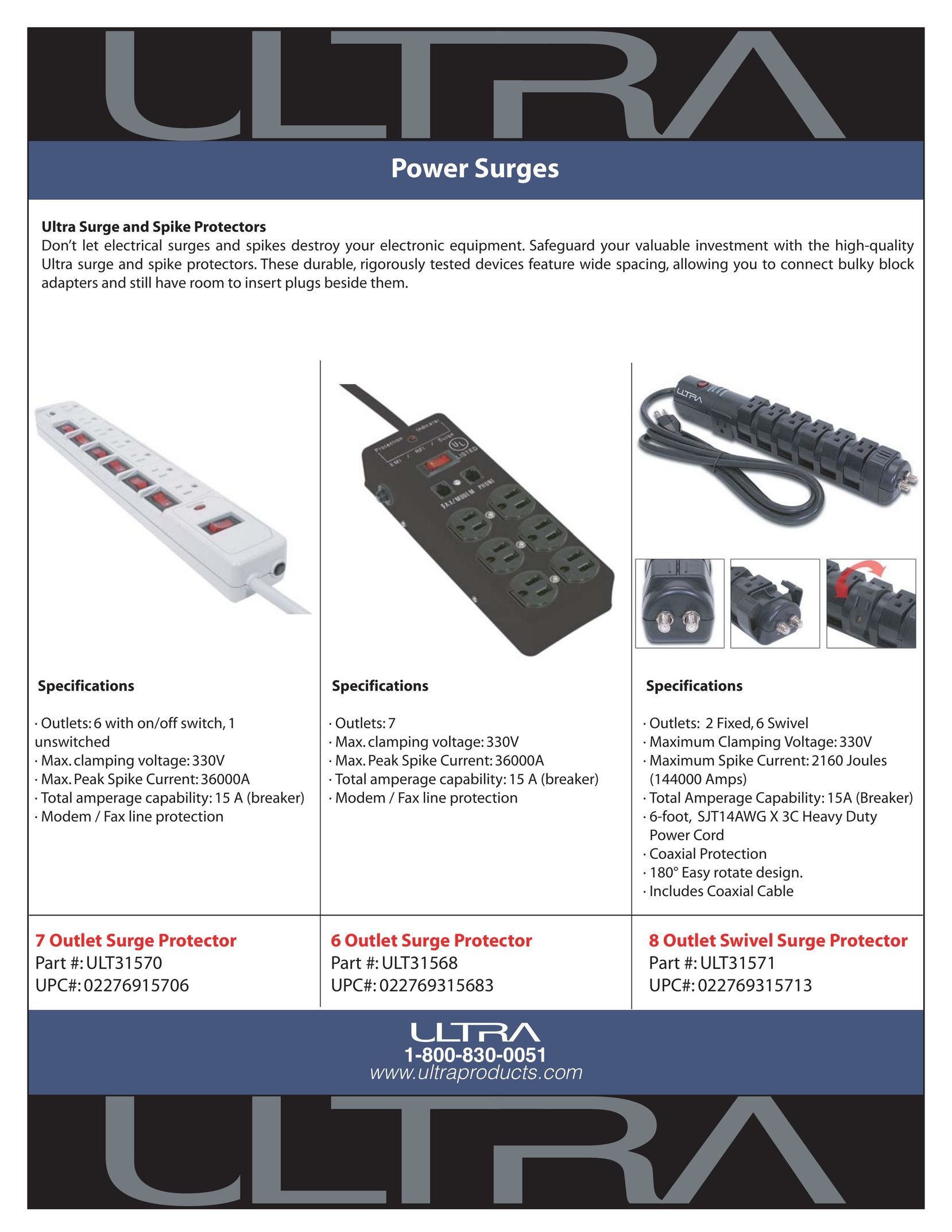 Ultra Products ULT31571 Surge Protector User Manual