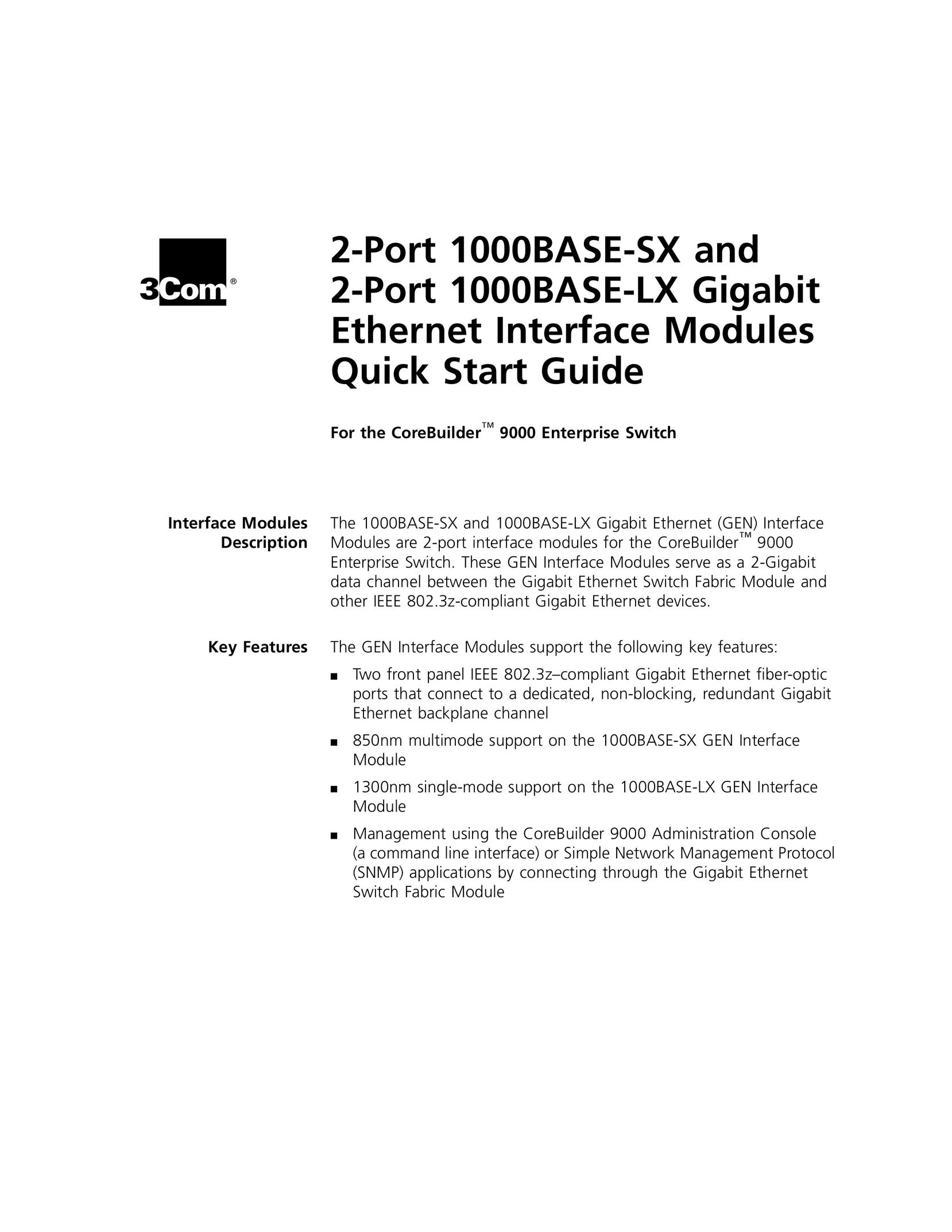 3Com 1000BASE-SX Switch User Manual