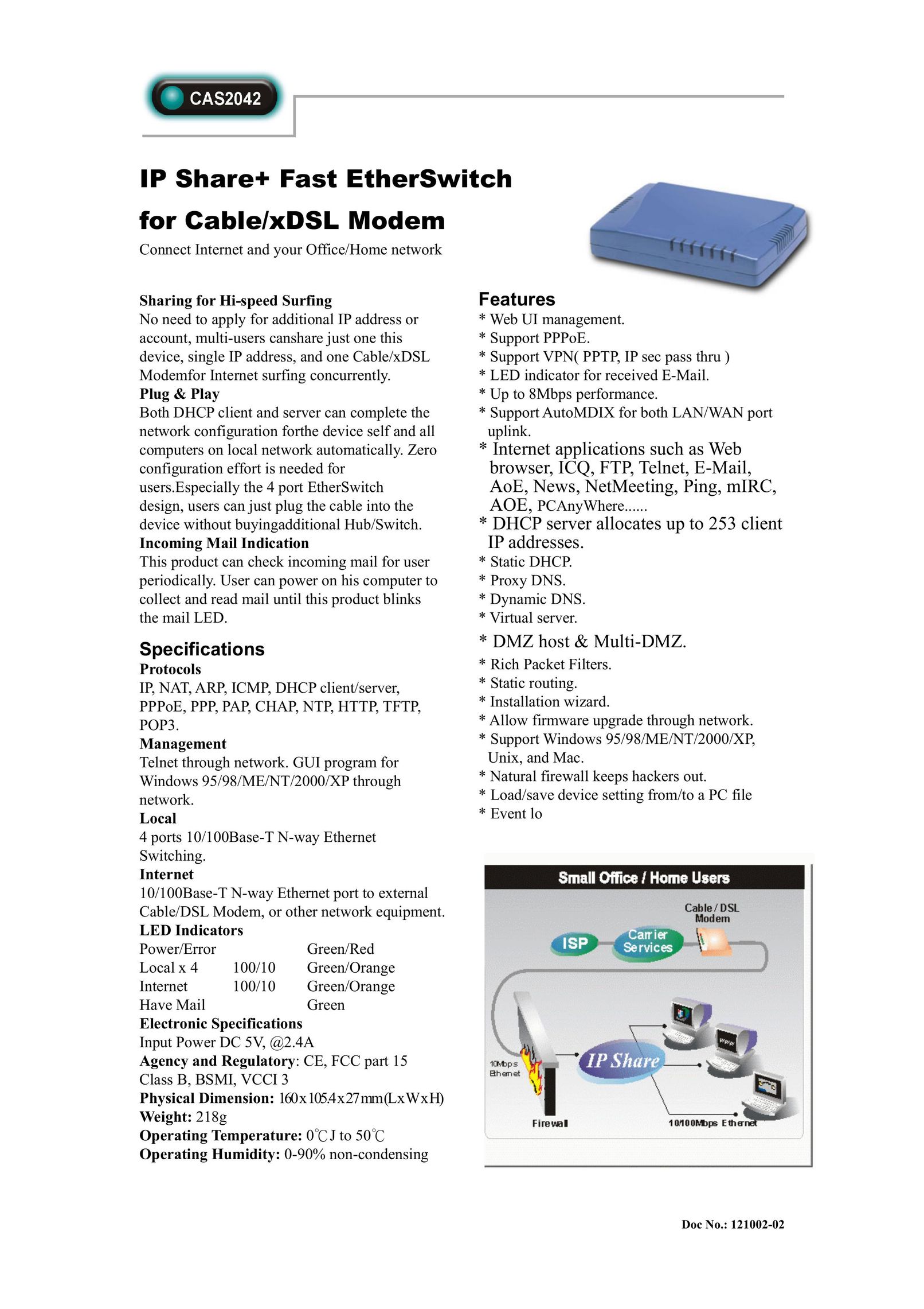 Abocom CAS2042 Switch User Manual