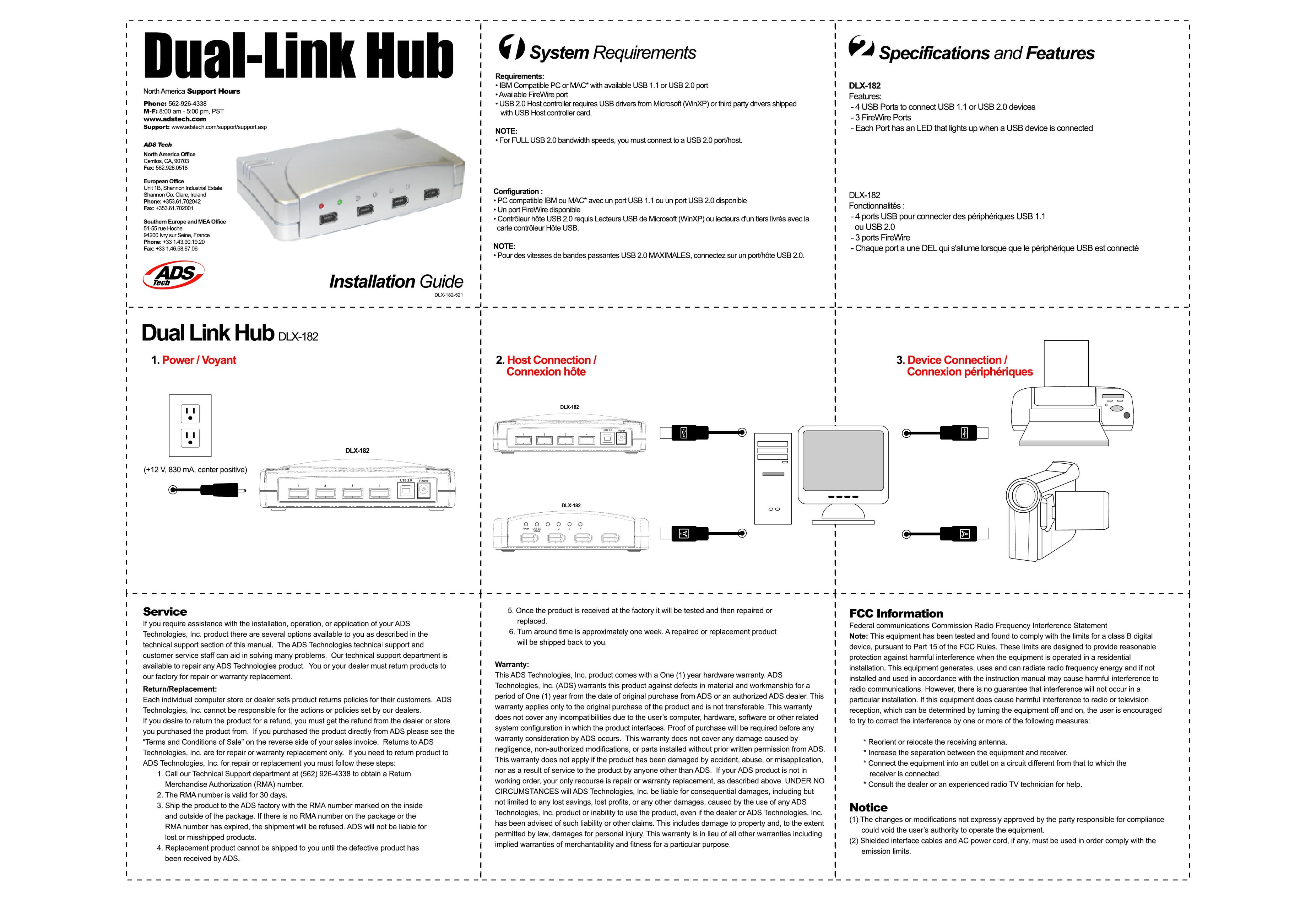 ADS Technologies DLX-182 Switch User Manual
