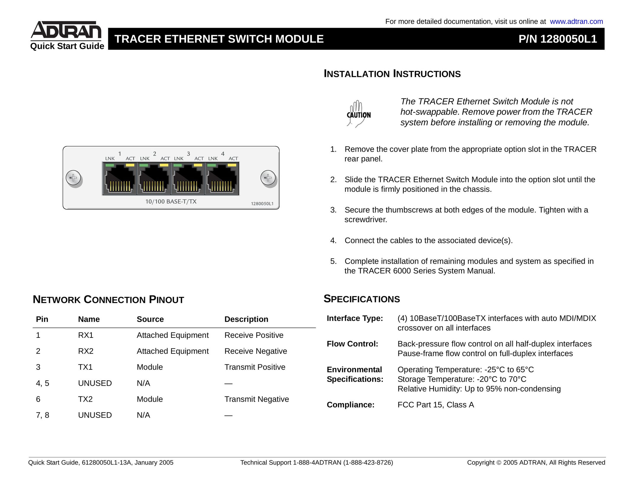 ADTRAN 1280050L1 Switch User Manual