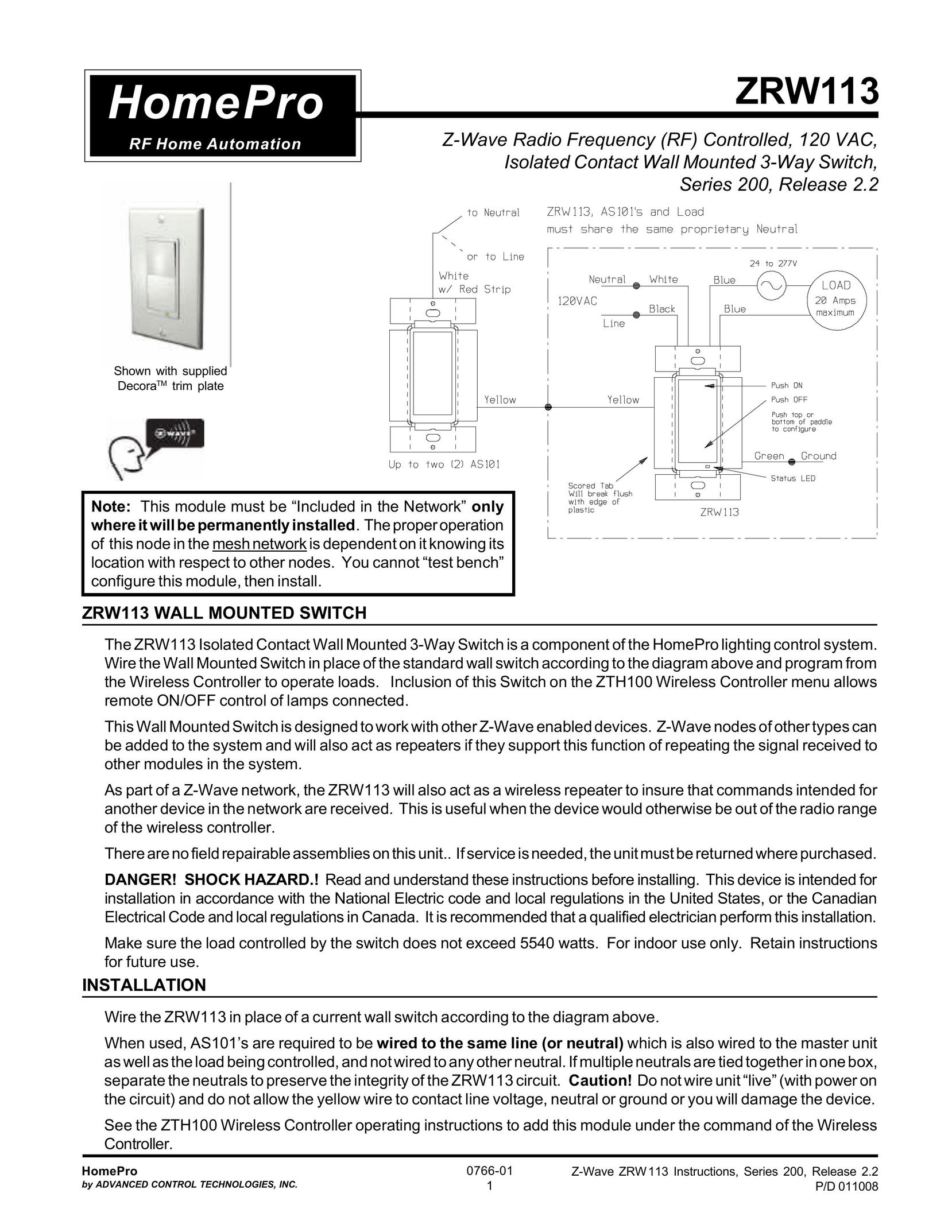 ADTX ZRW113 Switch User Manual