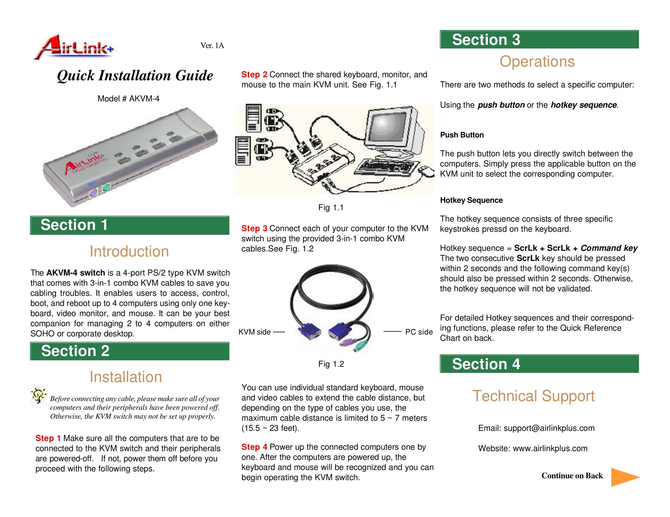 Airlink AKVM-4 Switch User Manual