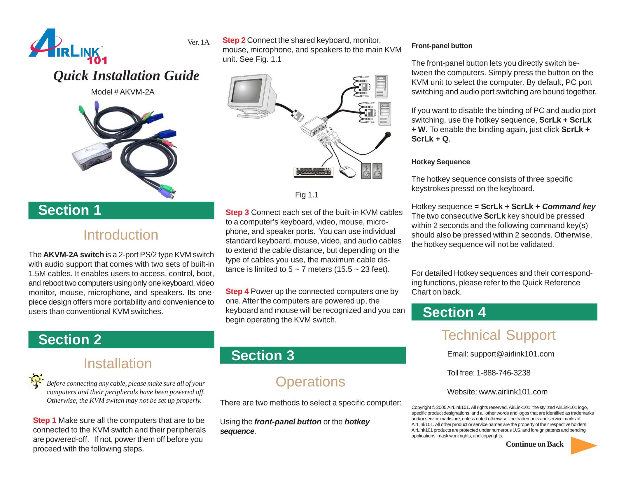 Airlink101 AKVM-2A Switch User Manual