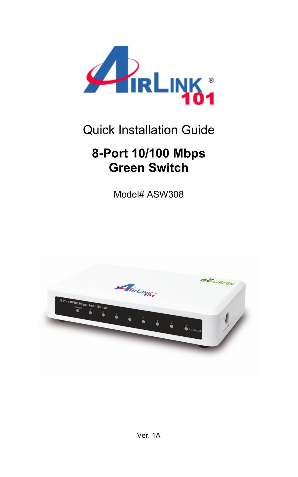 Airlink101 ASW308 Switch User Manual