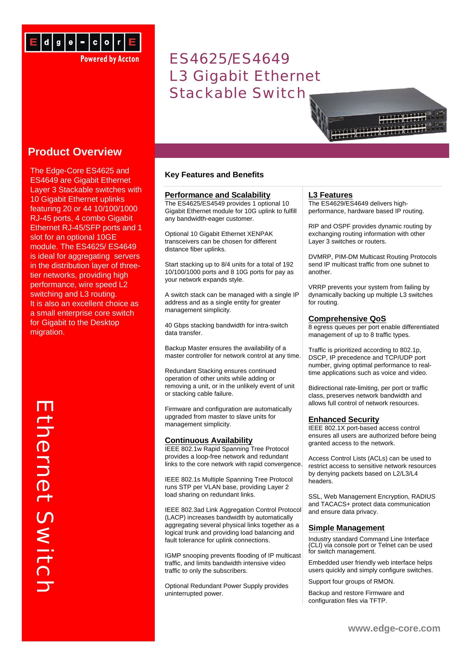 Alloy Computer Products ES4625 Switch User Manual