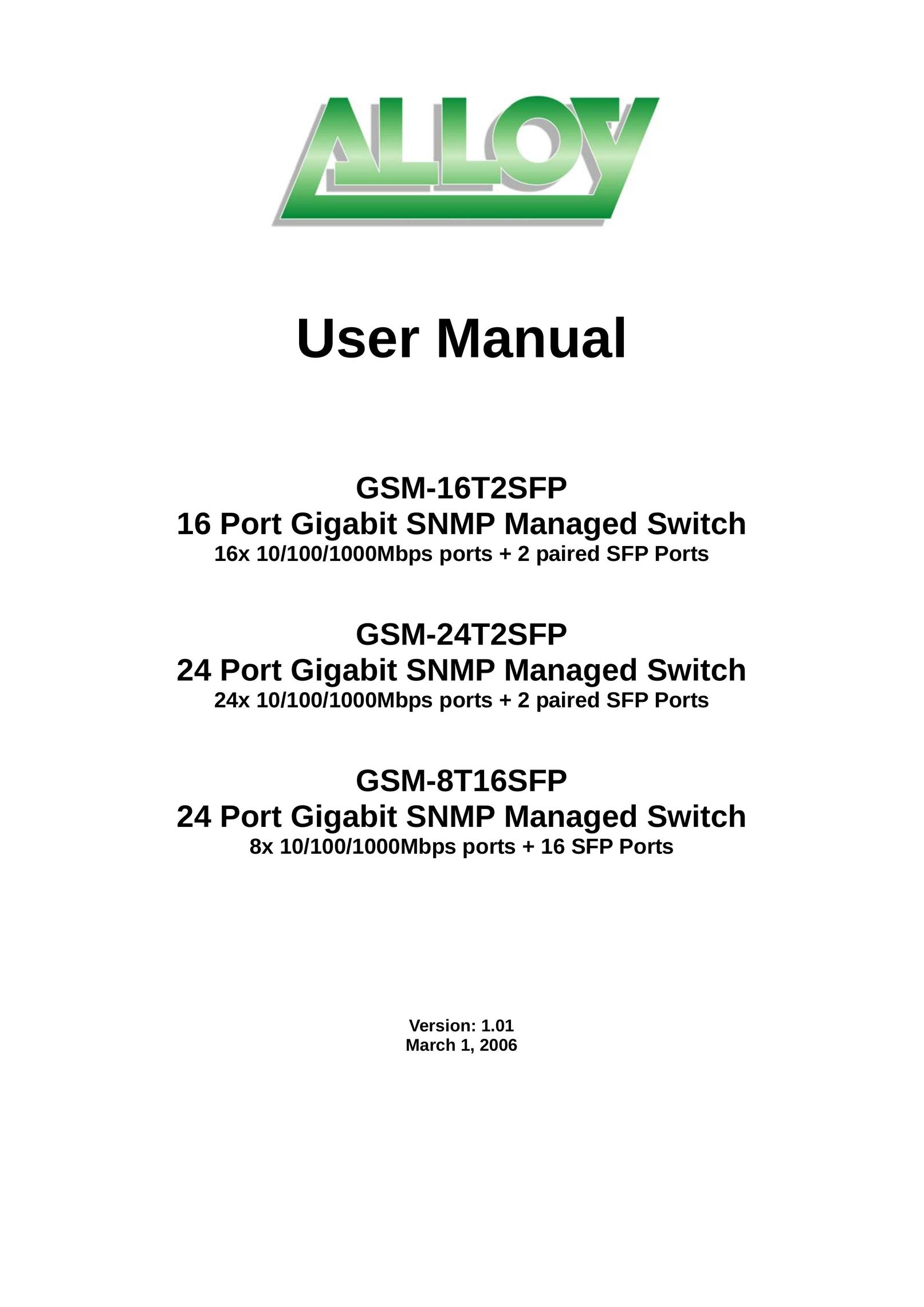 Alloy Computer Products GSM-16T2SFP Switch User Manual