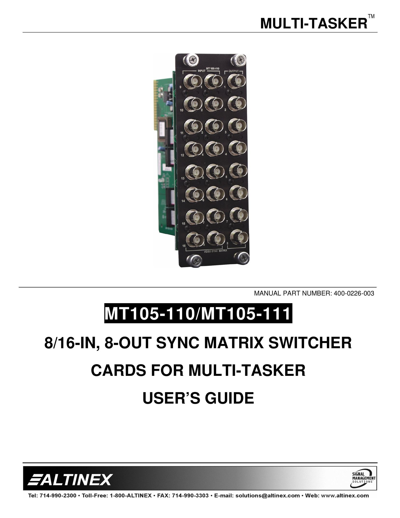 Altinex 400-0226-003 Switch User Manual