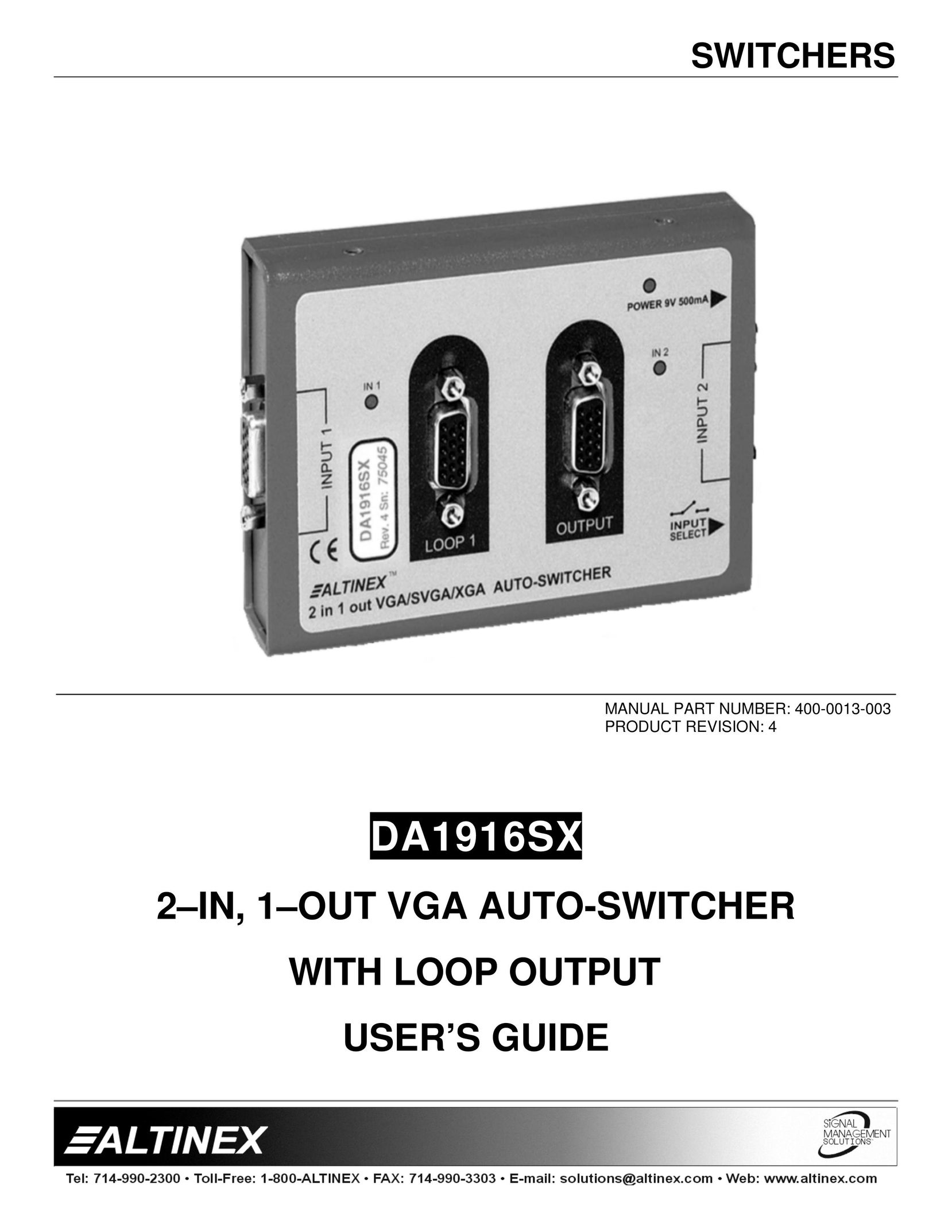 Altinex DA1916SX Switch User Manual