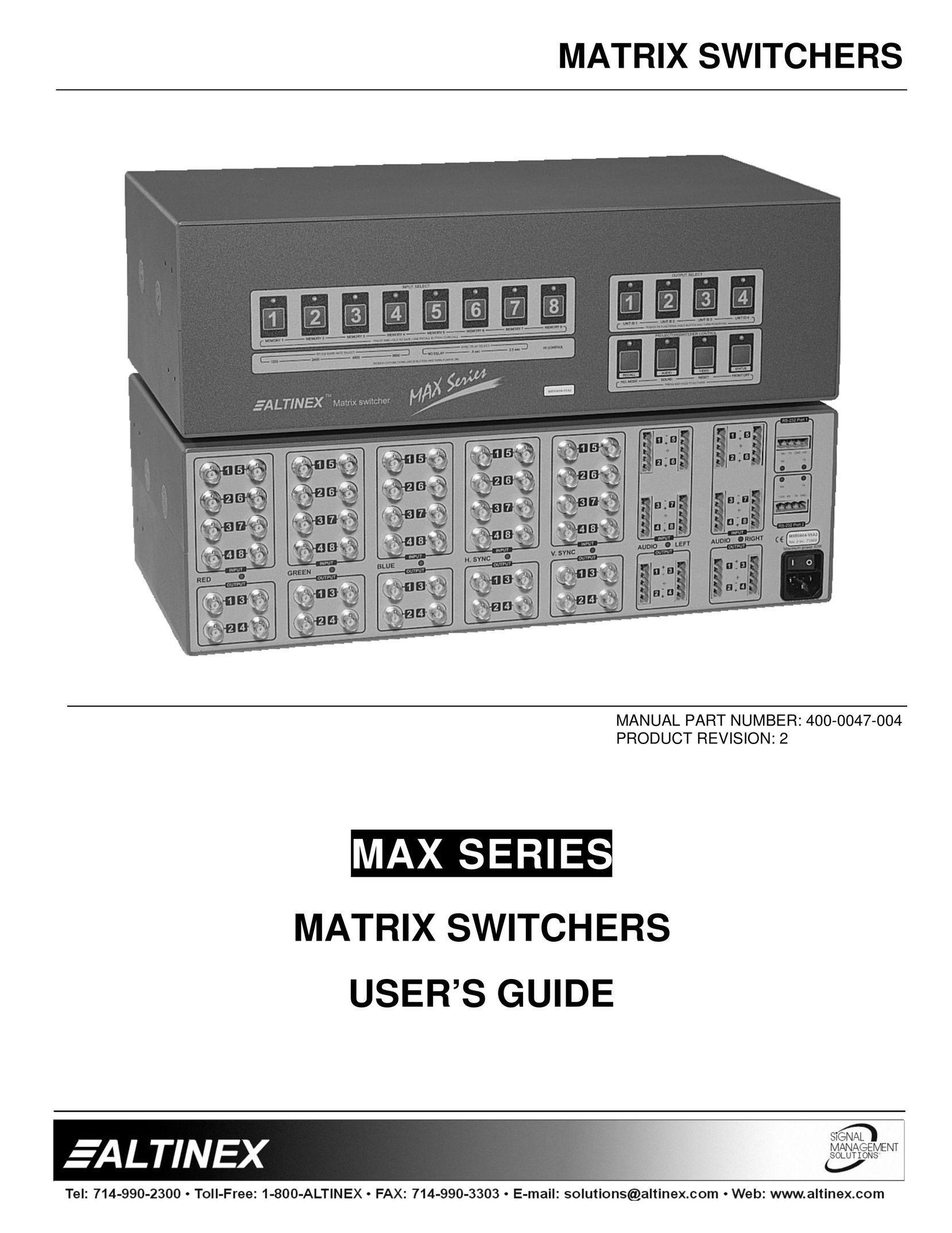 Altinex MAX Series Switch User Manual