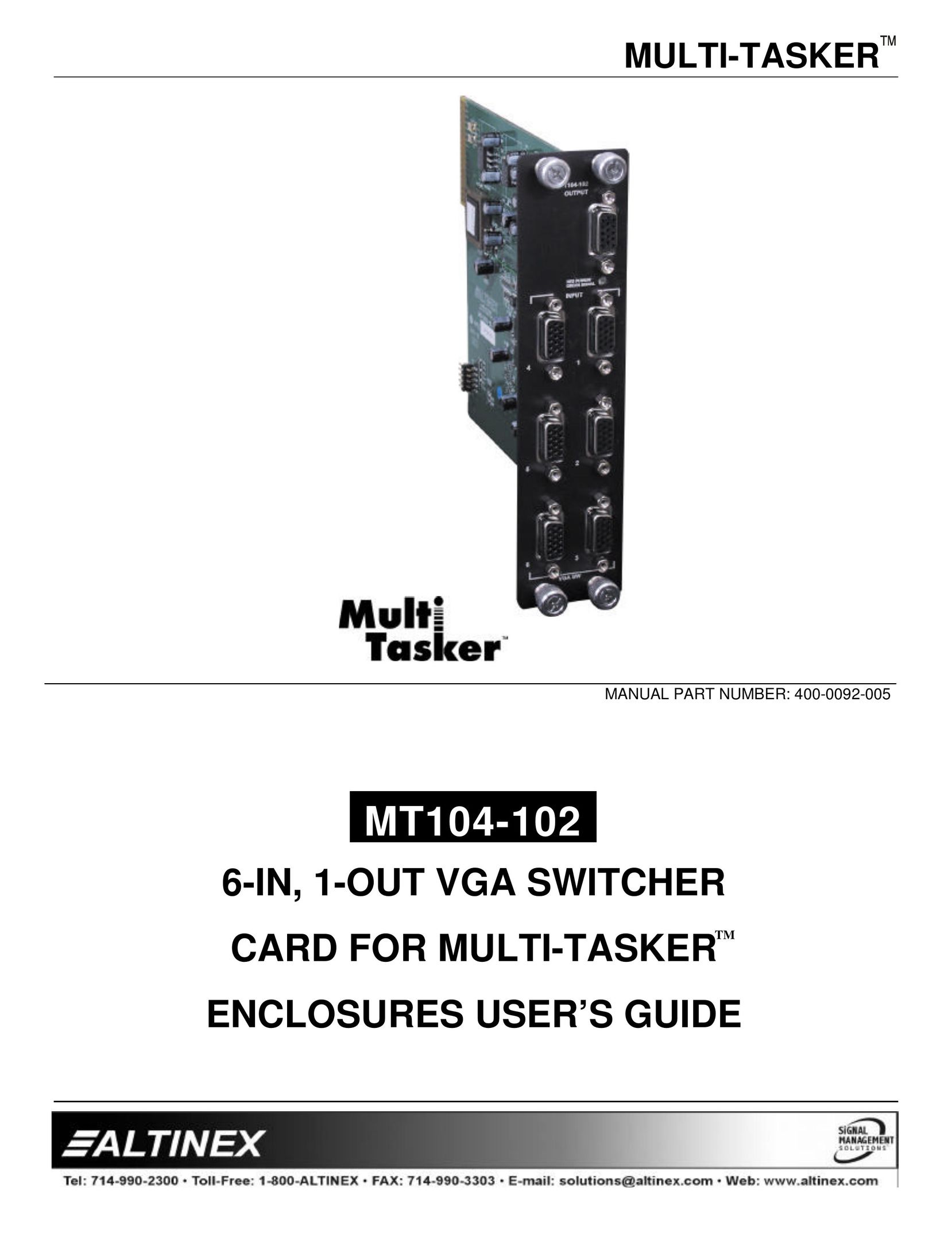 Altinex MT104-102 Switch User Manual