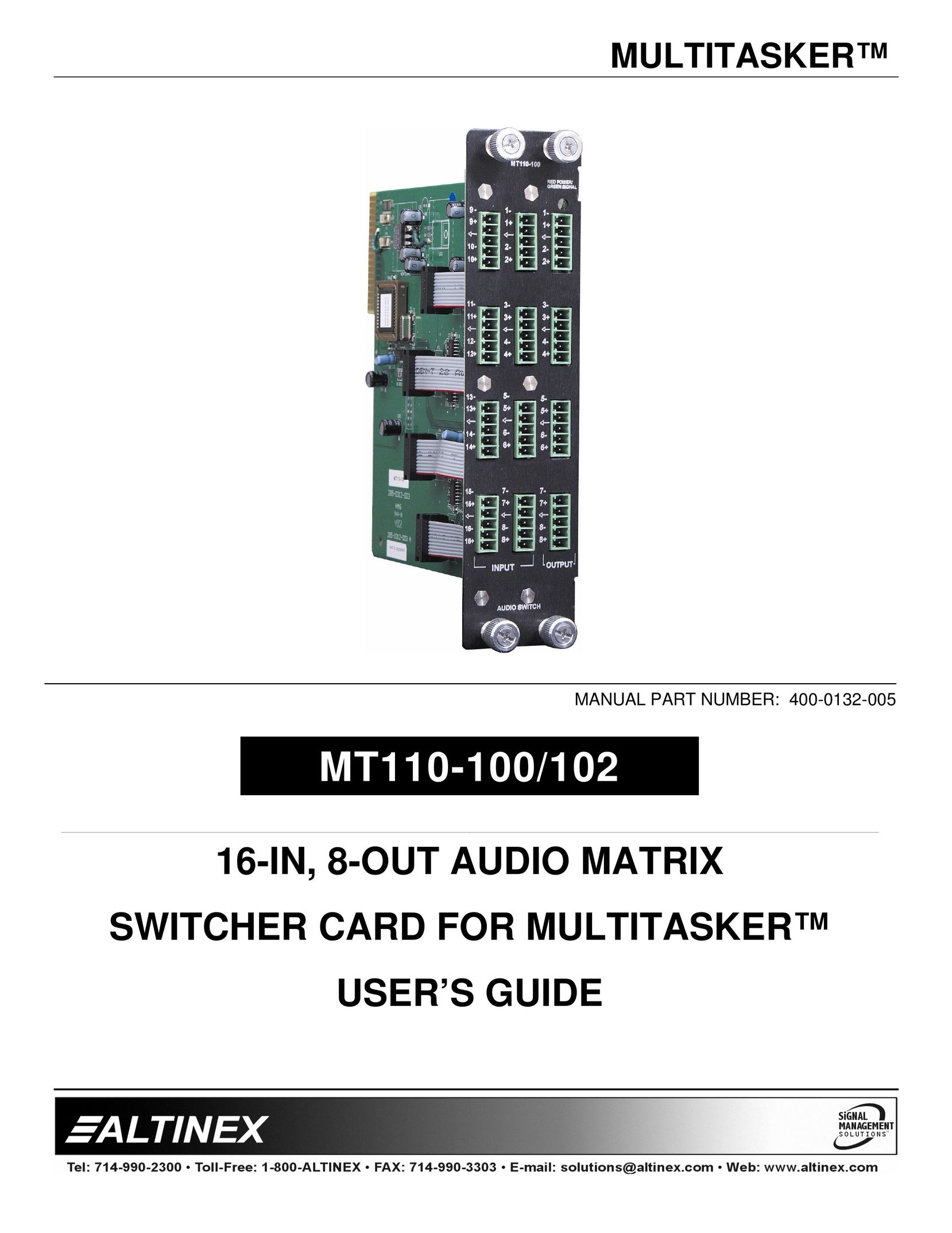 Altinex MT110-100/102 Switch User Manual