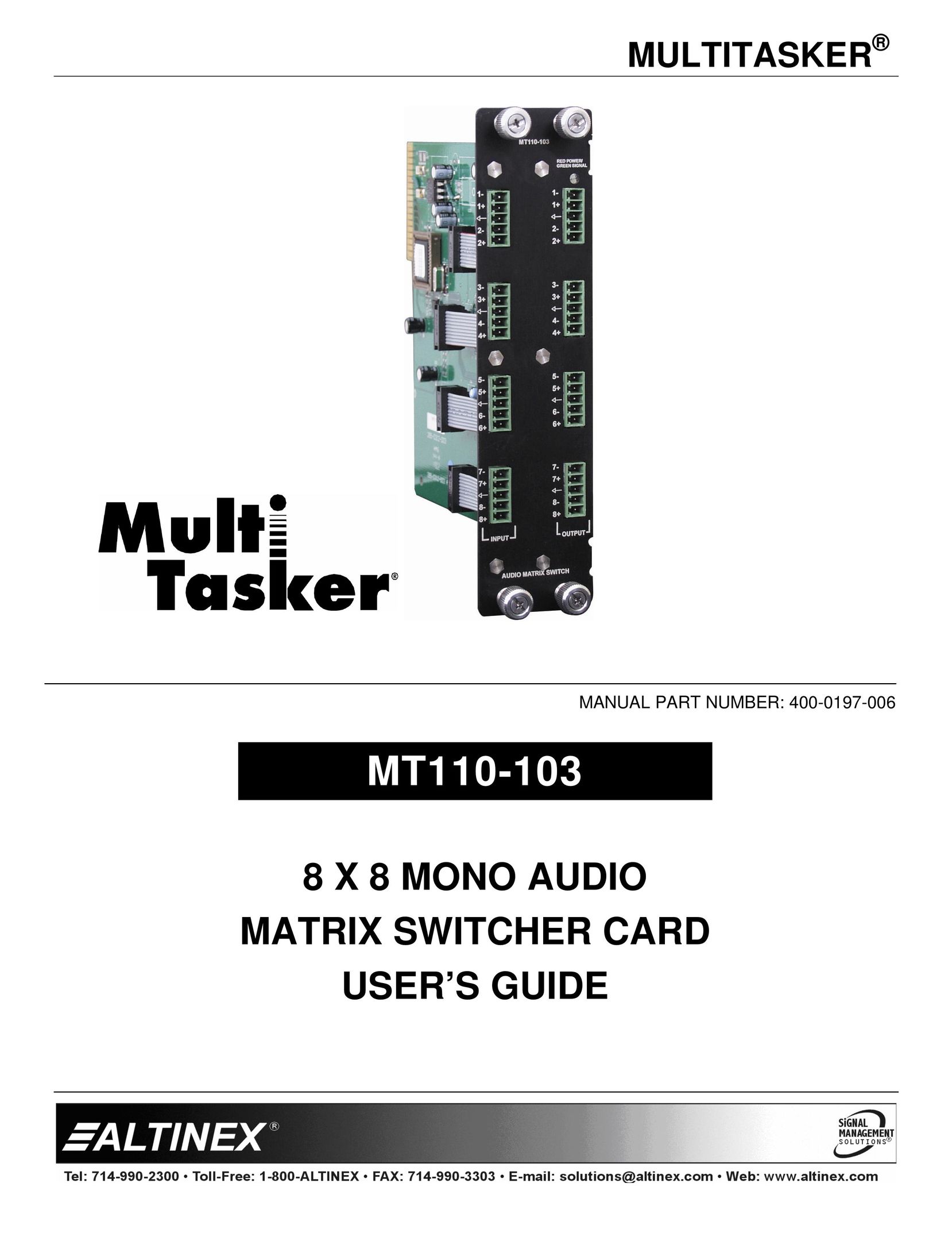 Altinex MT110-103 Switch User Manual