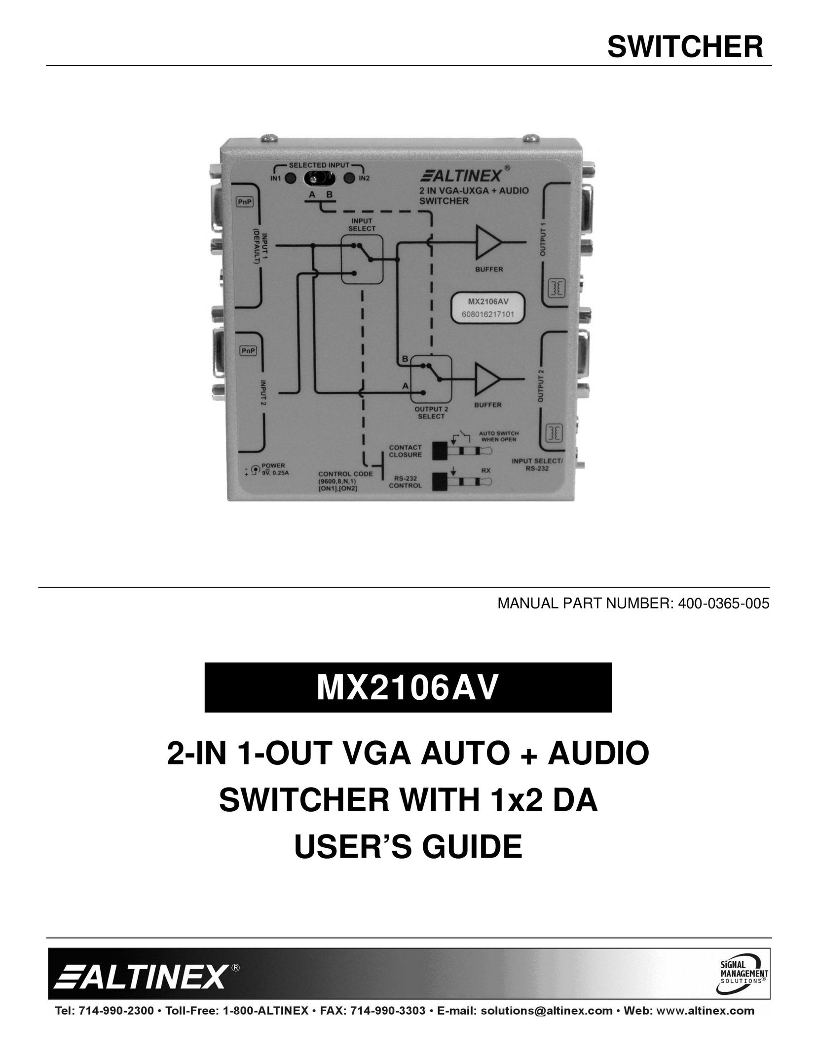 Altinex MX2106AV Switch User Manual