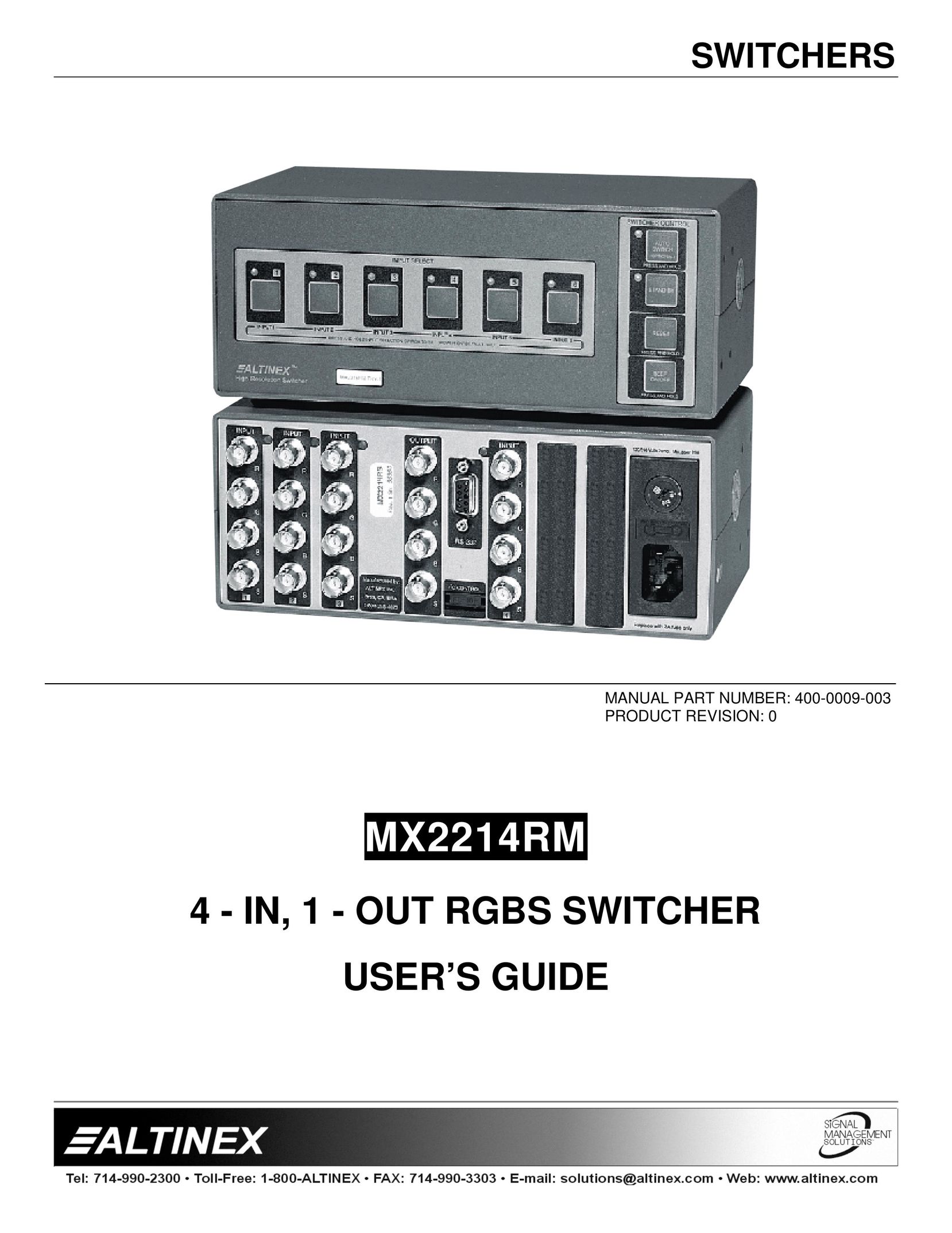 Altinex MX2214RM Switch User Manual