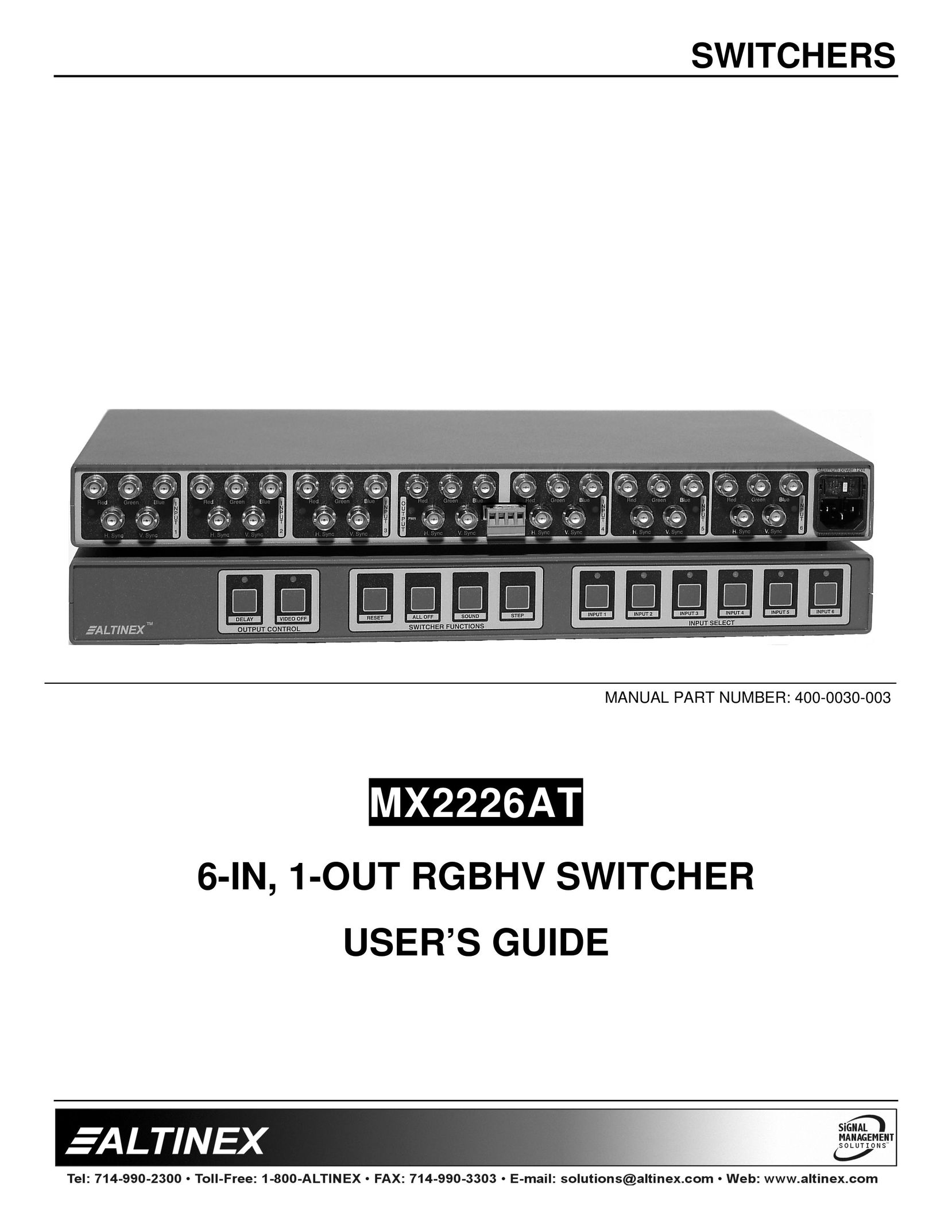 Altinex MX2226AT Switch User Manual