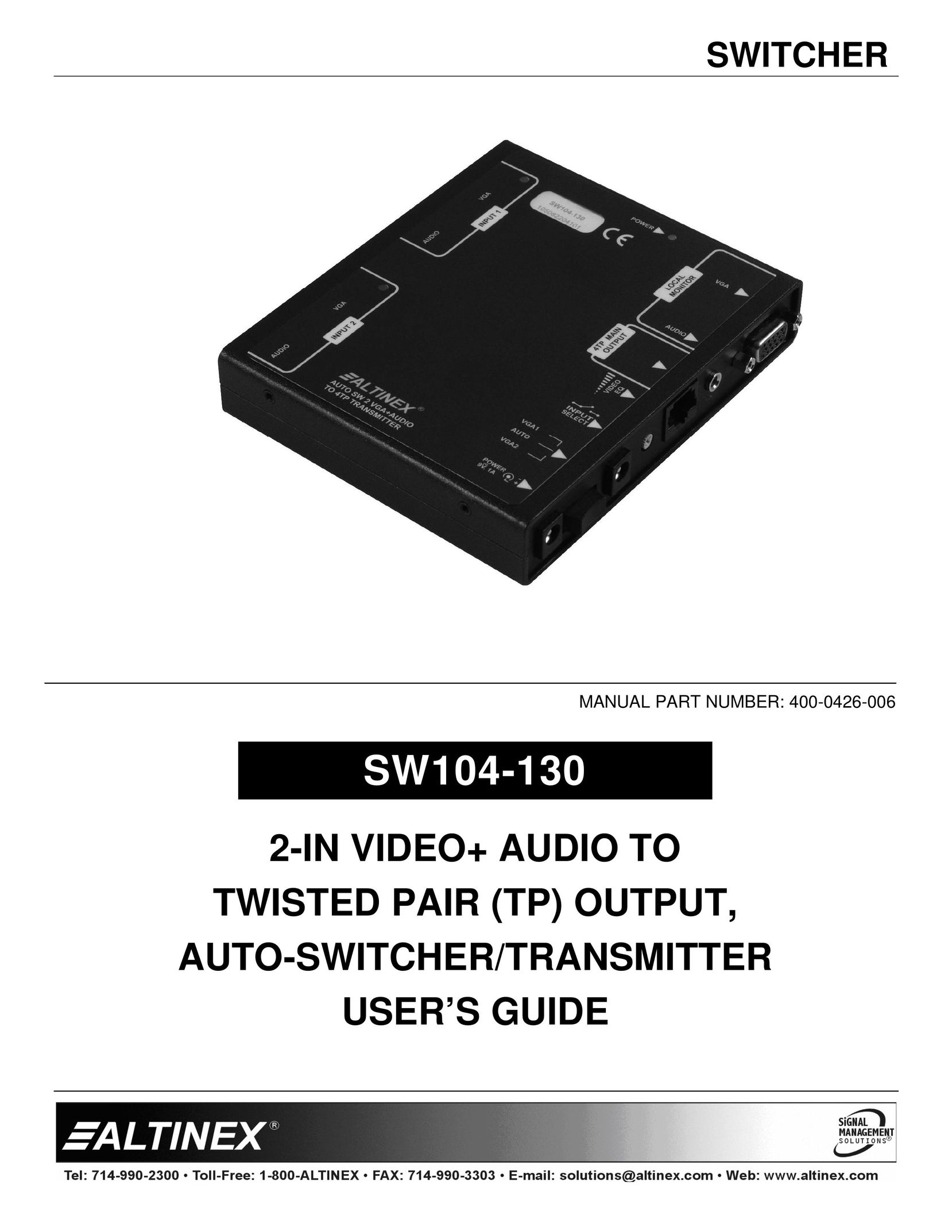 Altinex SW104-130 Switch User Manual