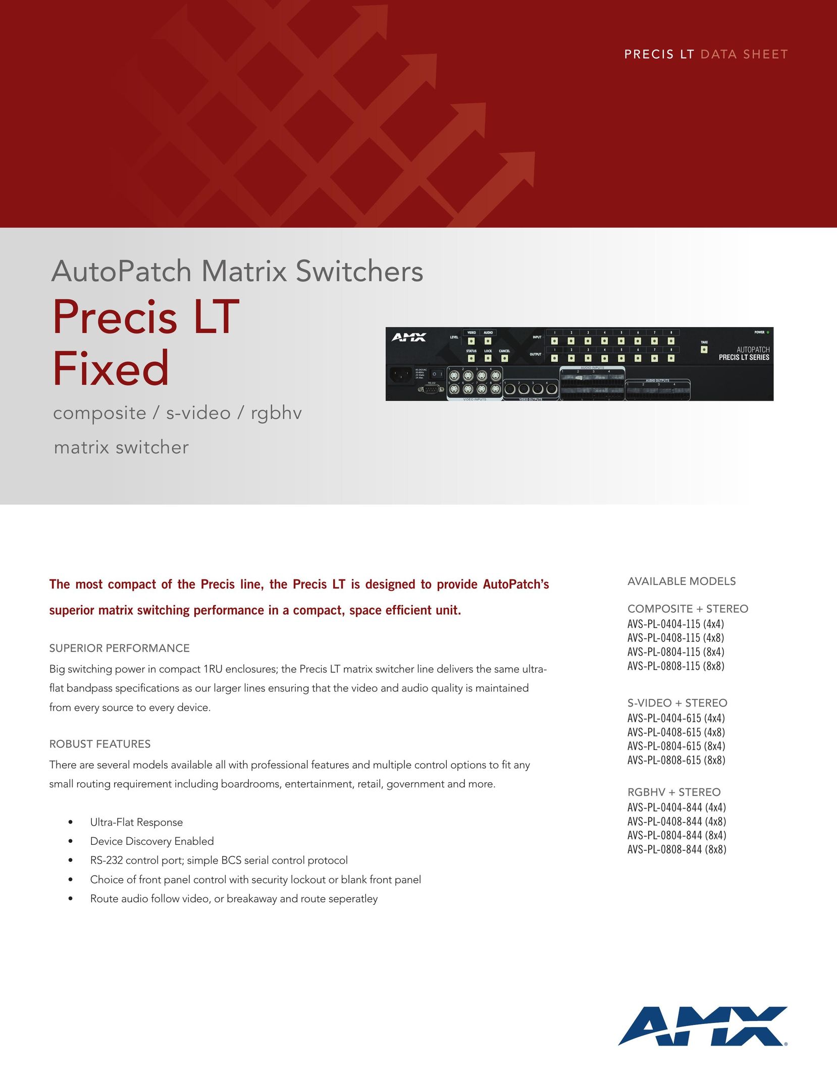 AMX AVS-PL-0404-615 Switch User Manual