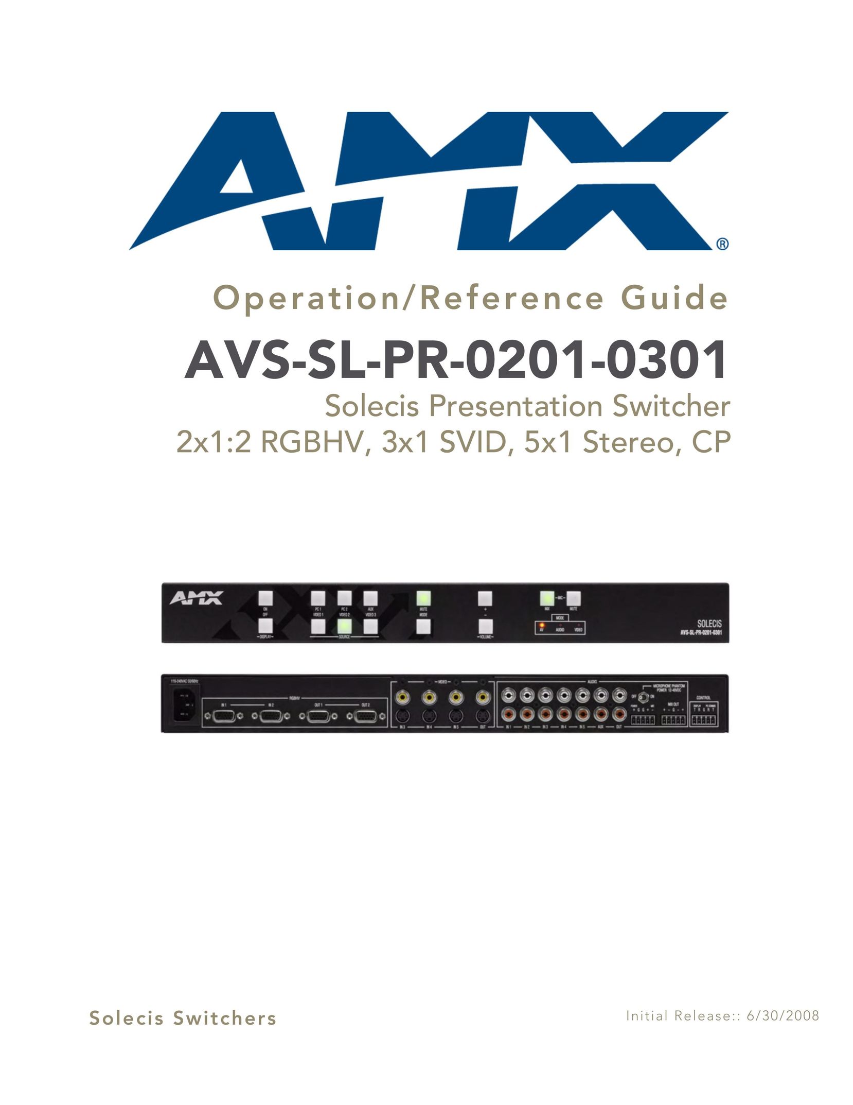 AMX AVS-SL-PR-0201-0301 Switch User Manual