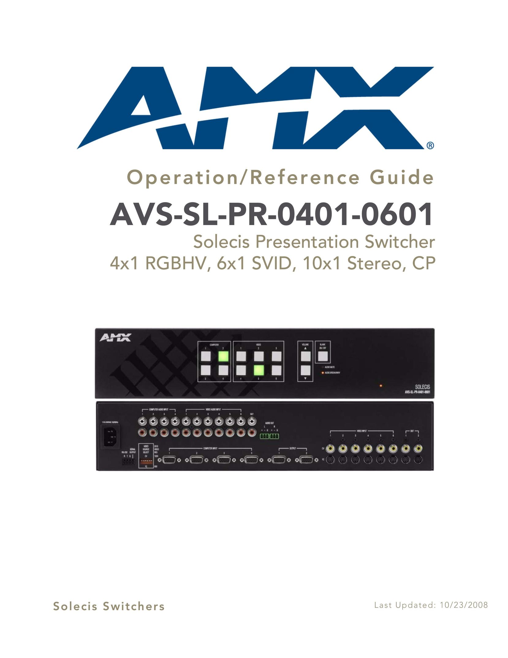 AMX AVS-SL-PR-0401-0601 Switch User Manual