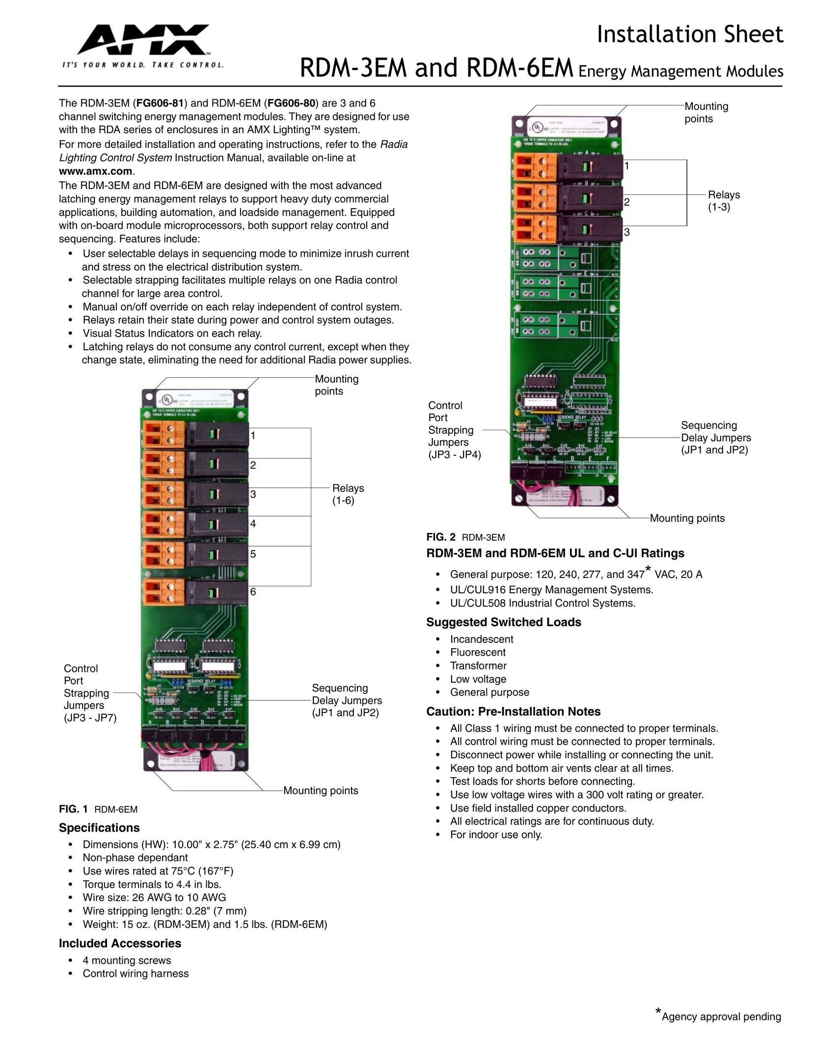AMX RDM-3EM Switch User Manual