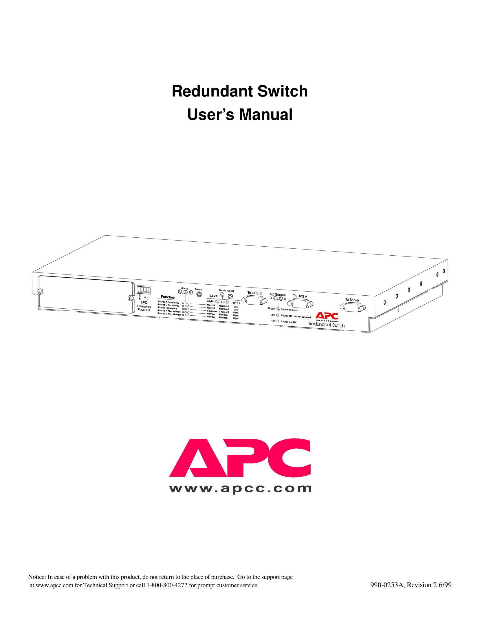 APC SU041 1400 VA Switch User Manual
