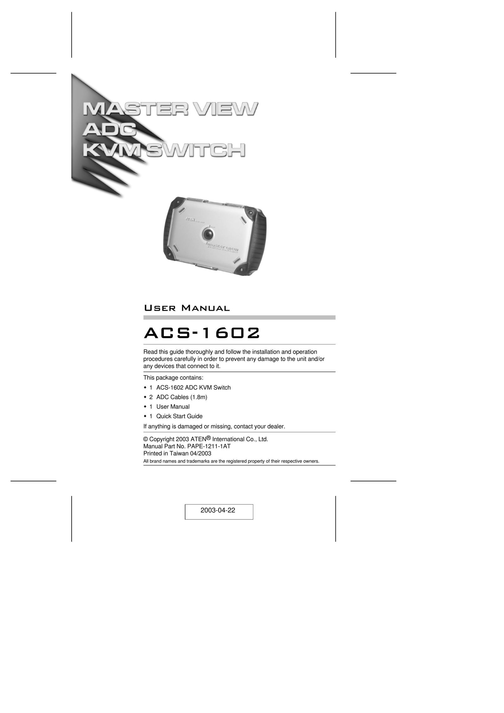 ATEN Technology ACS-1602 Switch User Manual