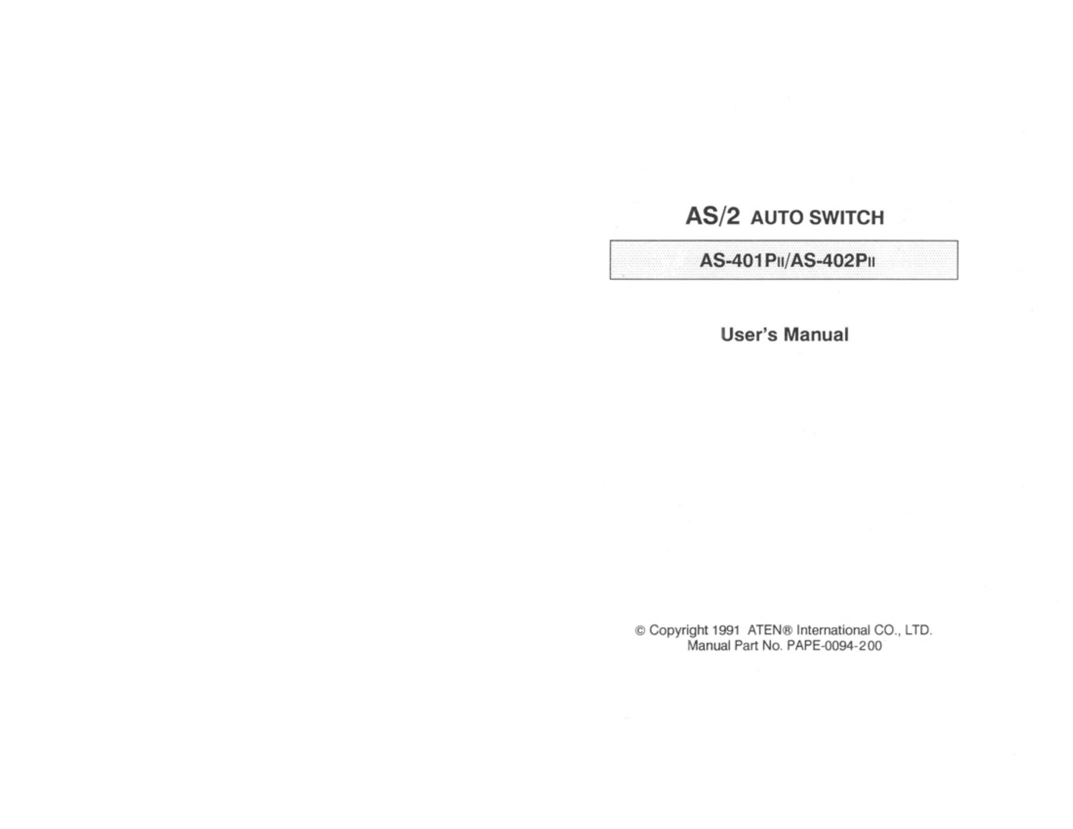 ATEN Technology AS-401PII Switch User Manual