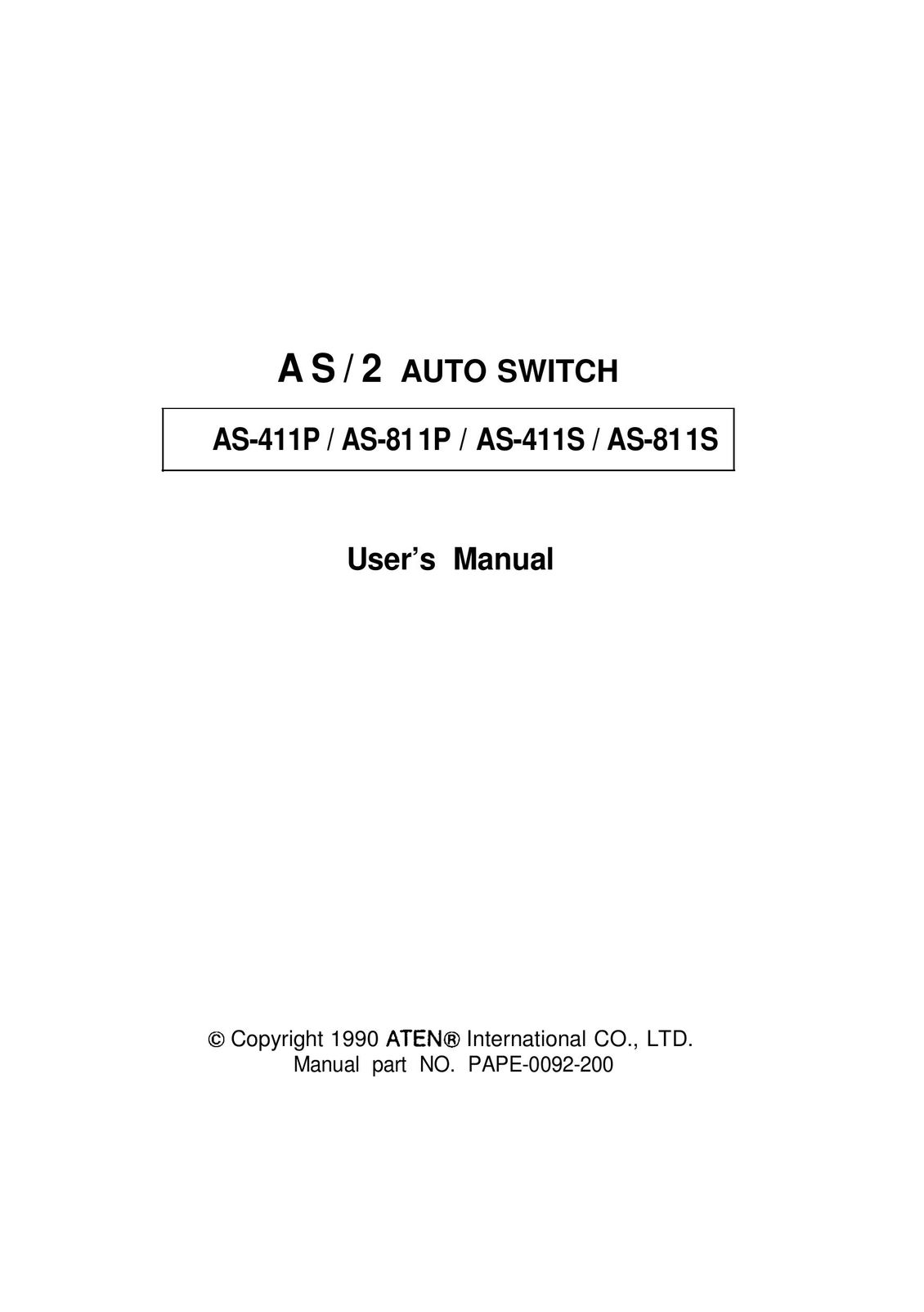 ATEN Technology AS-411P Switch User Manual