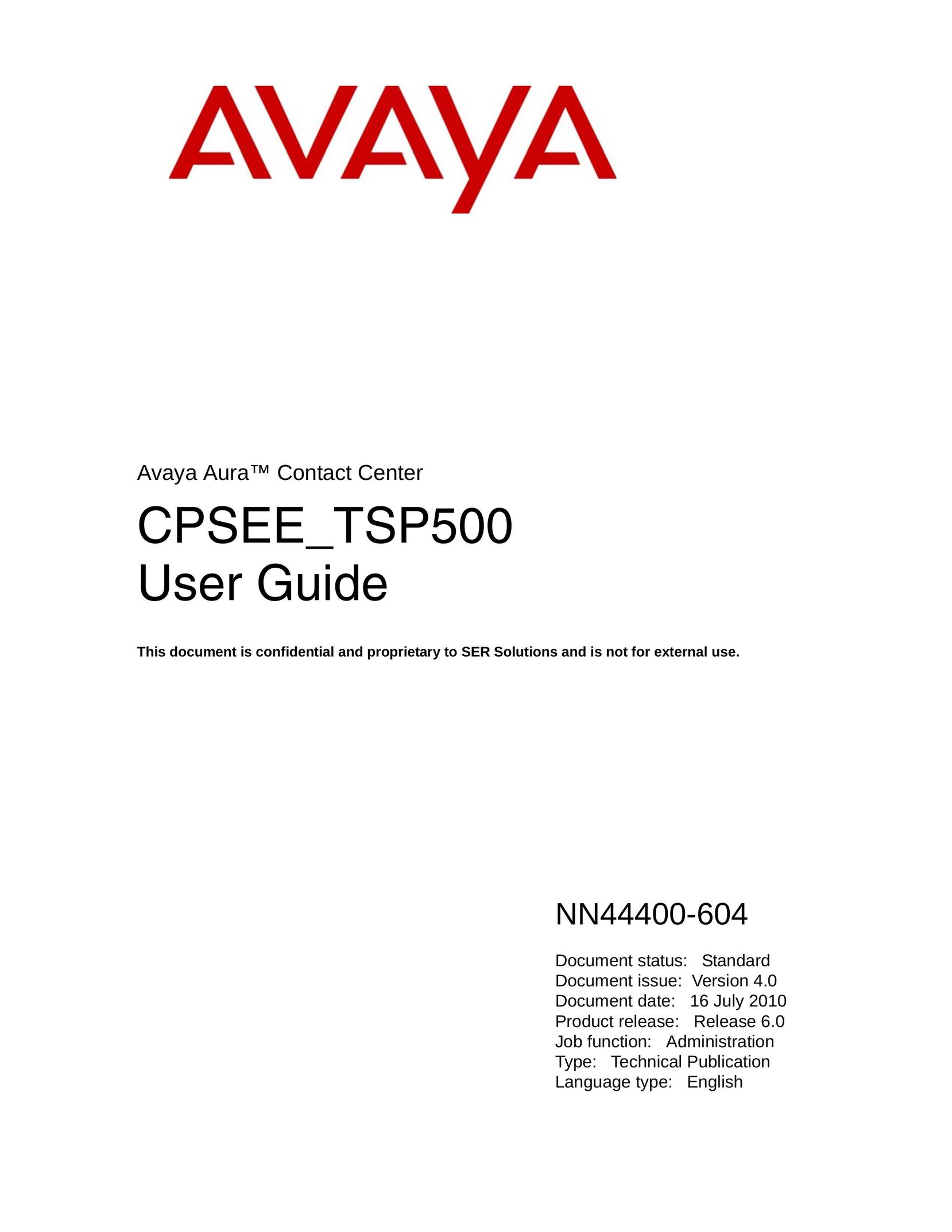 Avaya CPSEE_TSP500 Switch User Manual