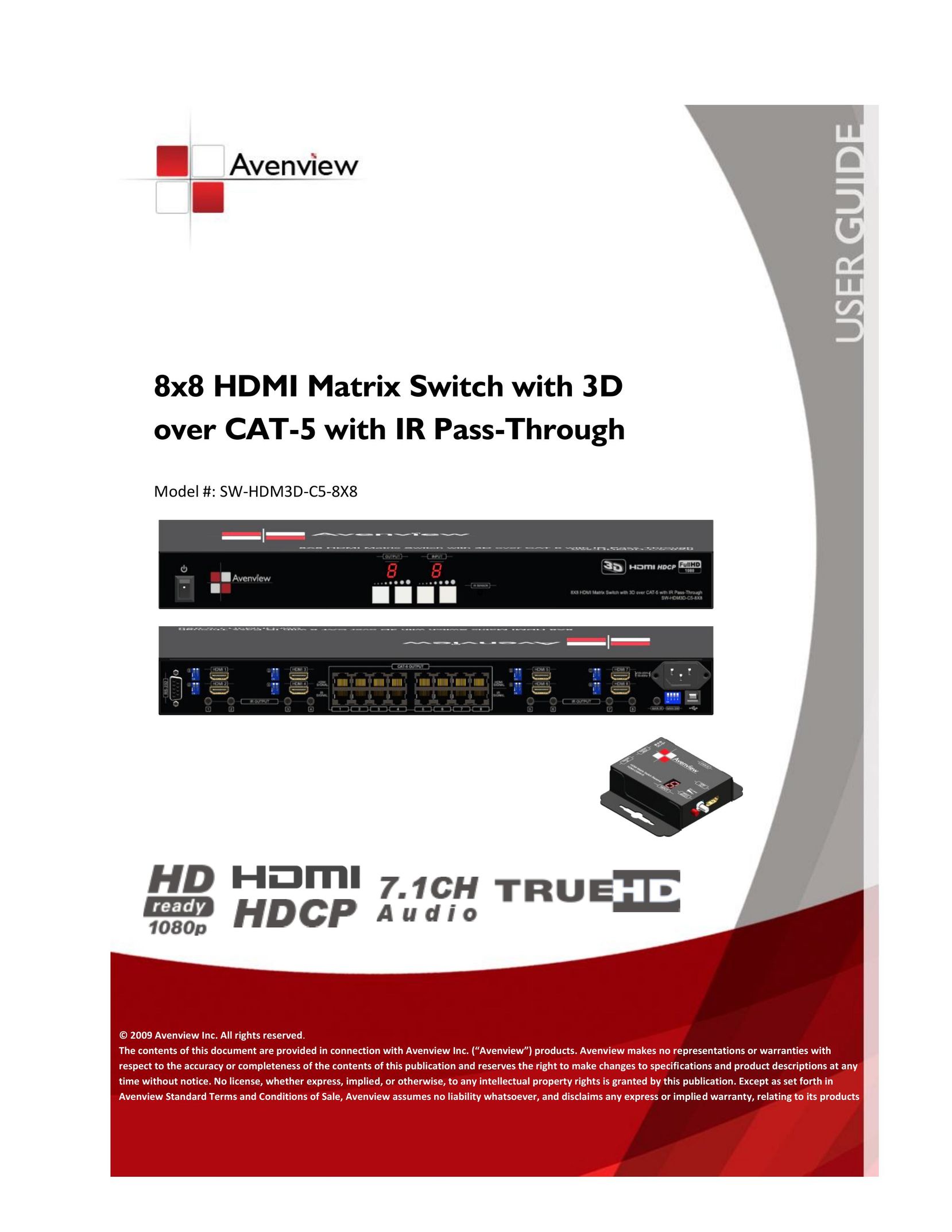 Avenview SW-HDM3D-C5-8X8 Switch User Manual