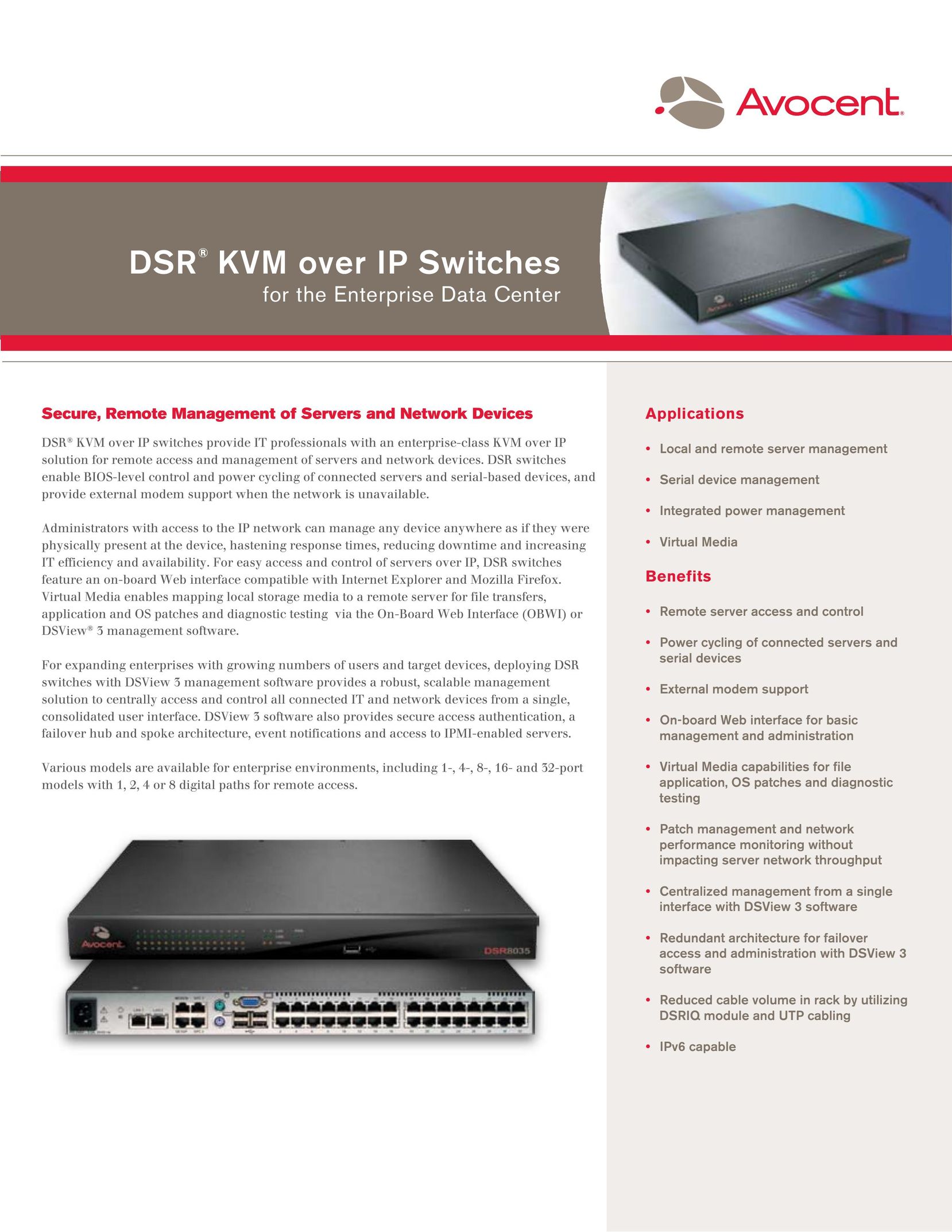 Avocent DSR KVM over IP Switch Switch User Manual