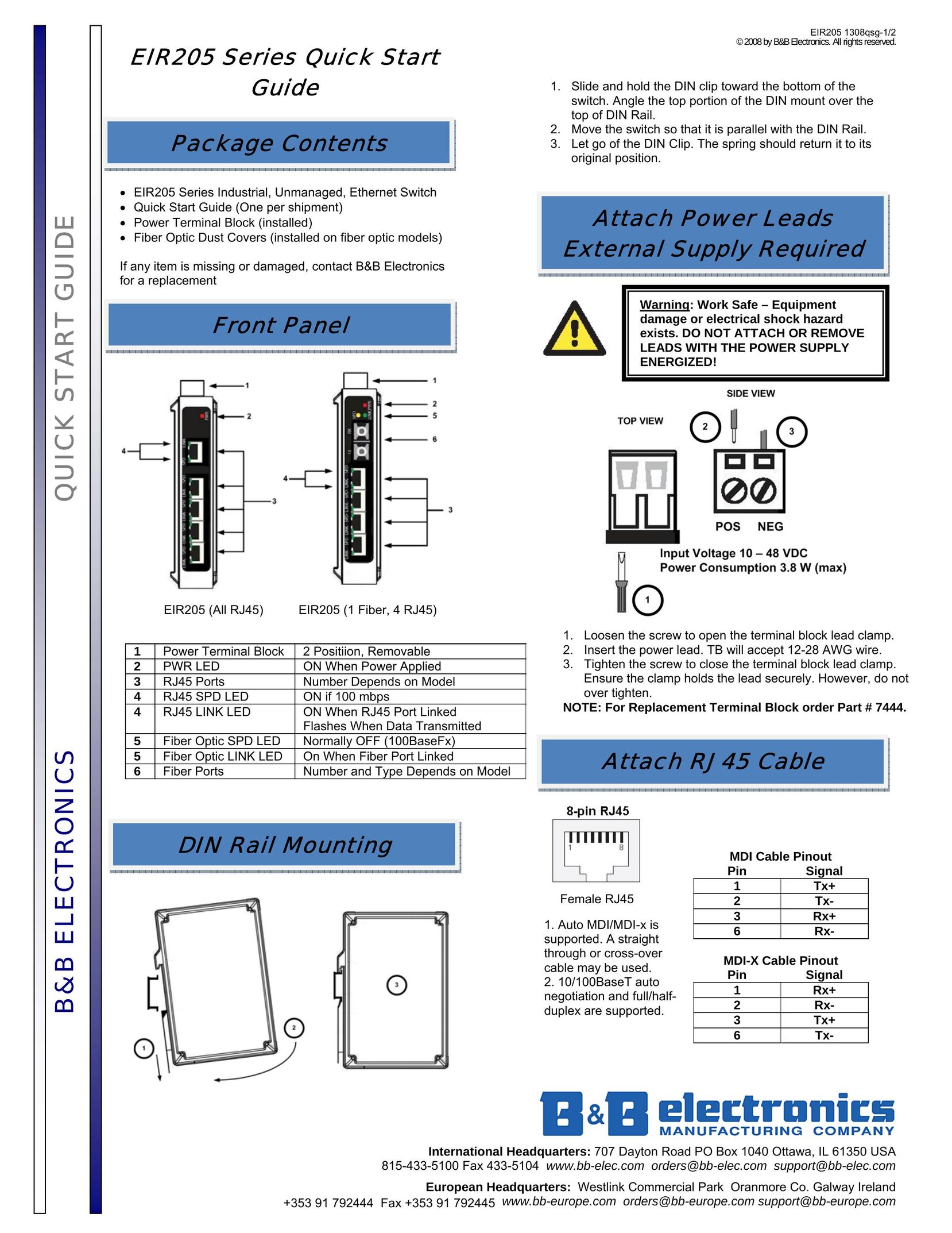 B&B Electronics EIR205 Switch User Manual