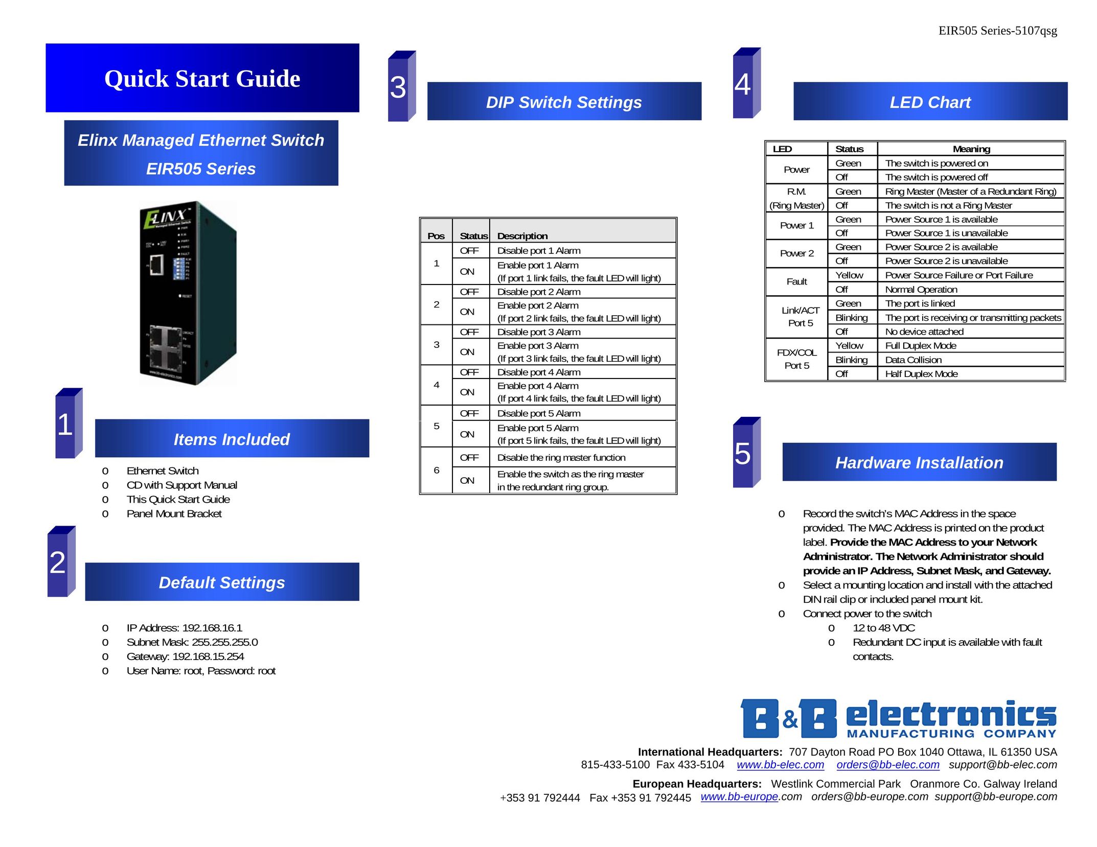 B&B Electronics EIR505 Series Switch User Manual