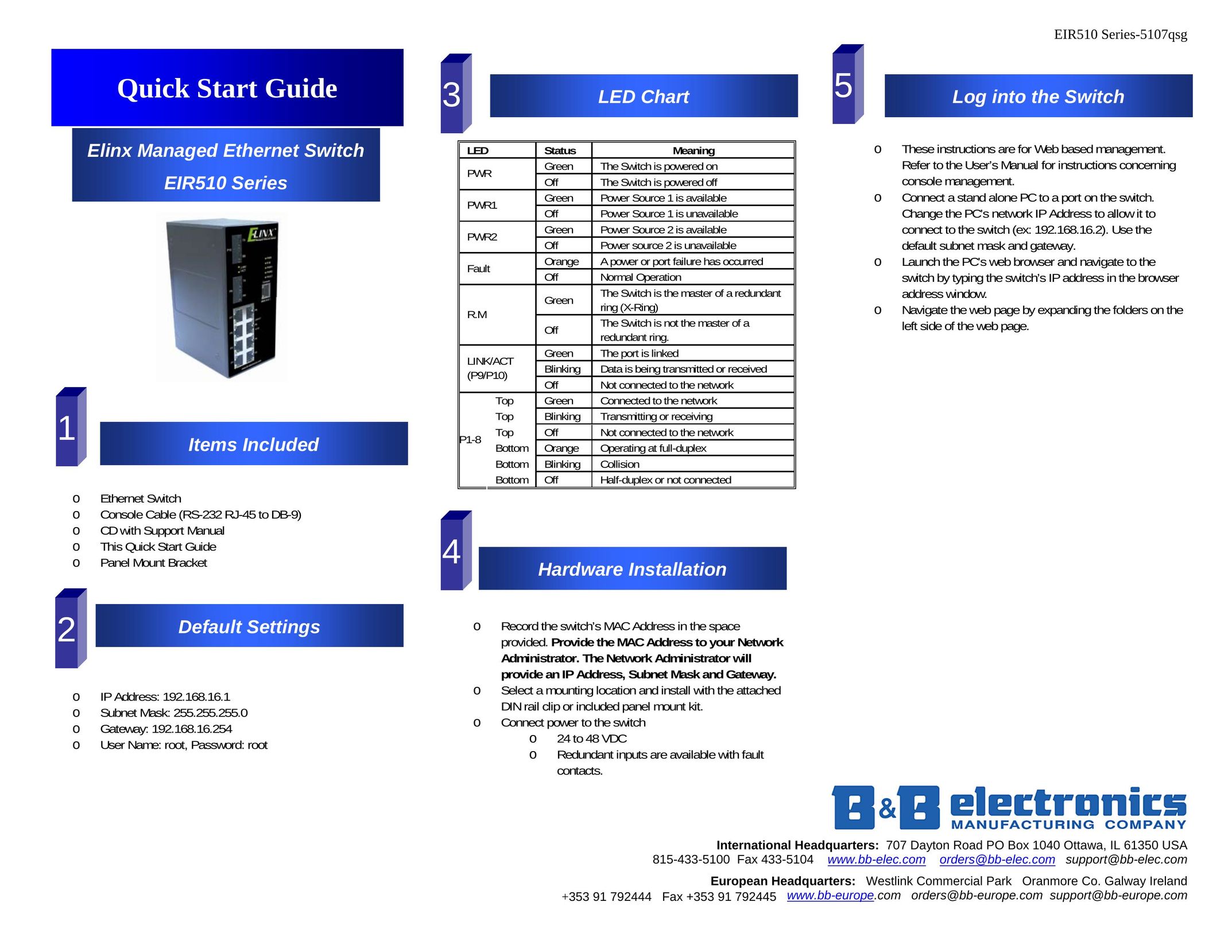 B&B Electronics EIR510 Series Switch User Manual