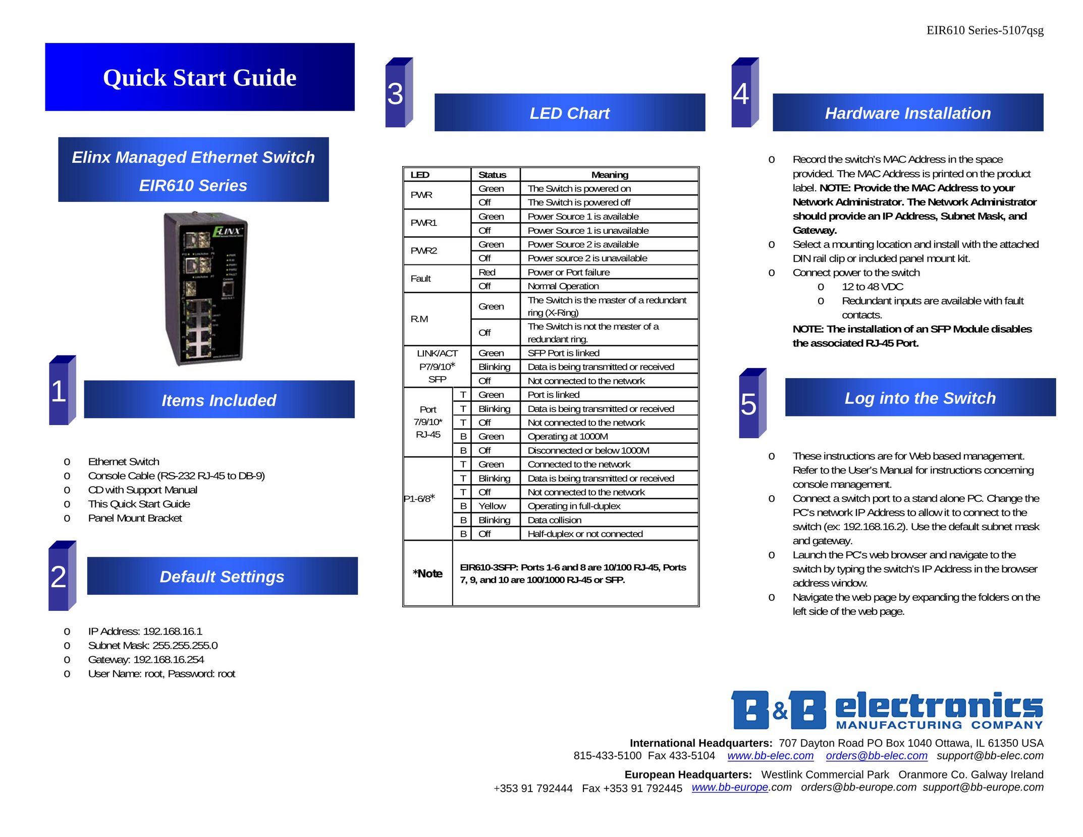 B&B Electronics EIR610 Series Switch User Manual