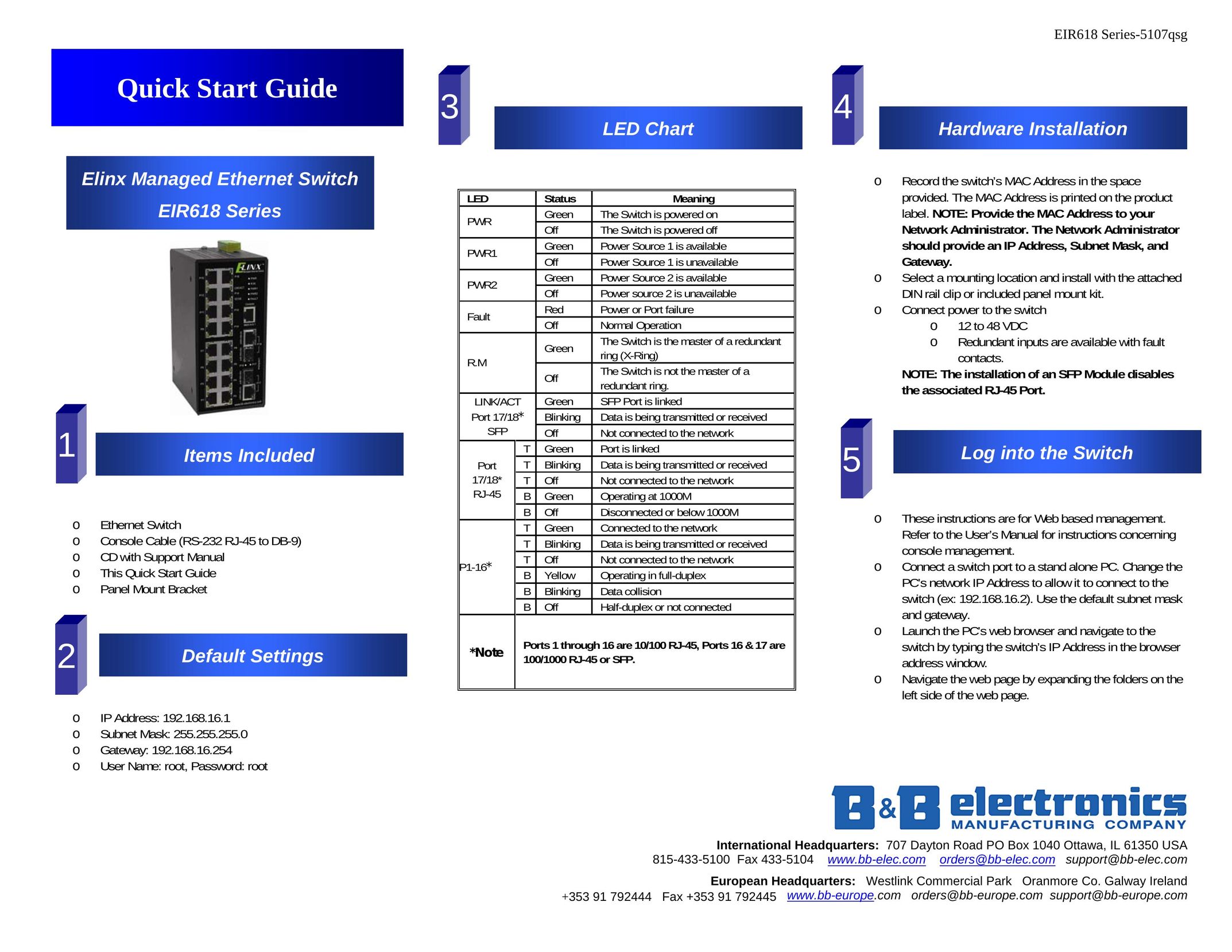 B&B Electronics EIR618 Switch User Manual